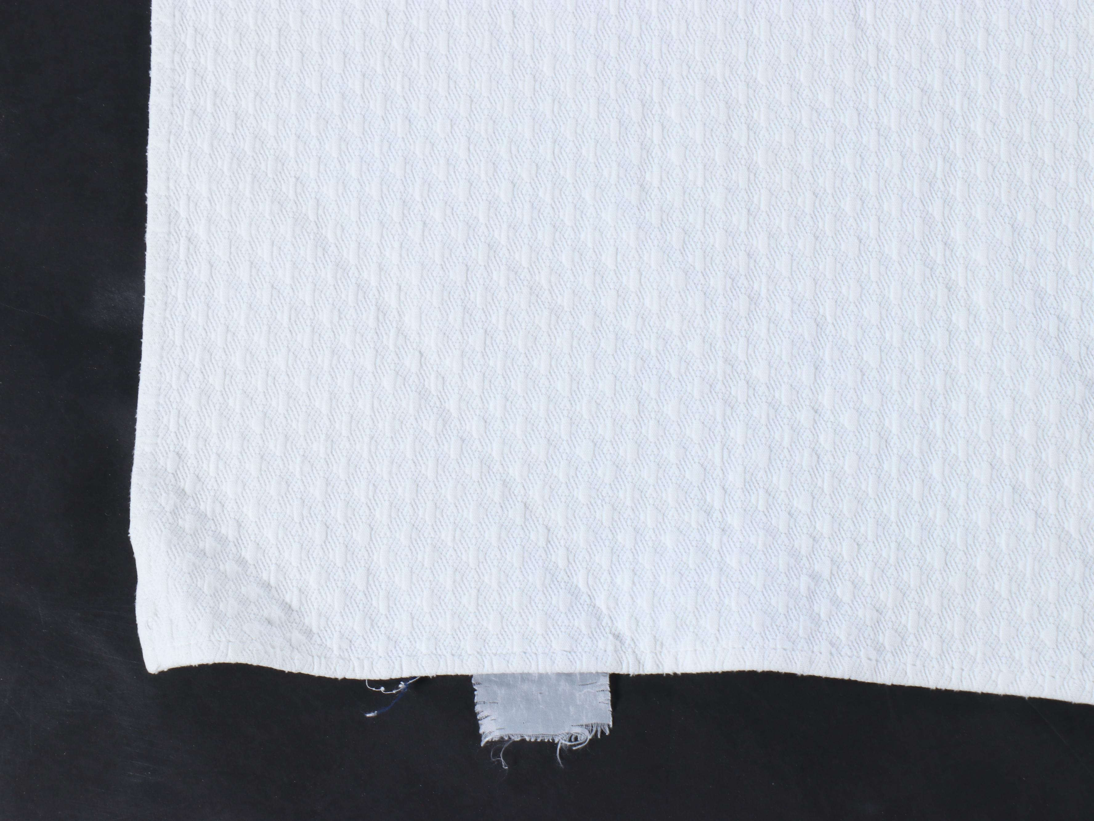 Handmade Blue and White Geometric Pieced Quilt with Cotton Blanket