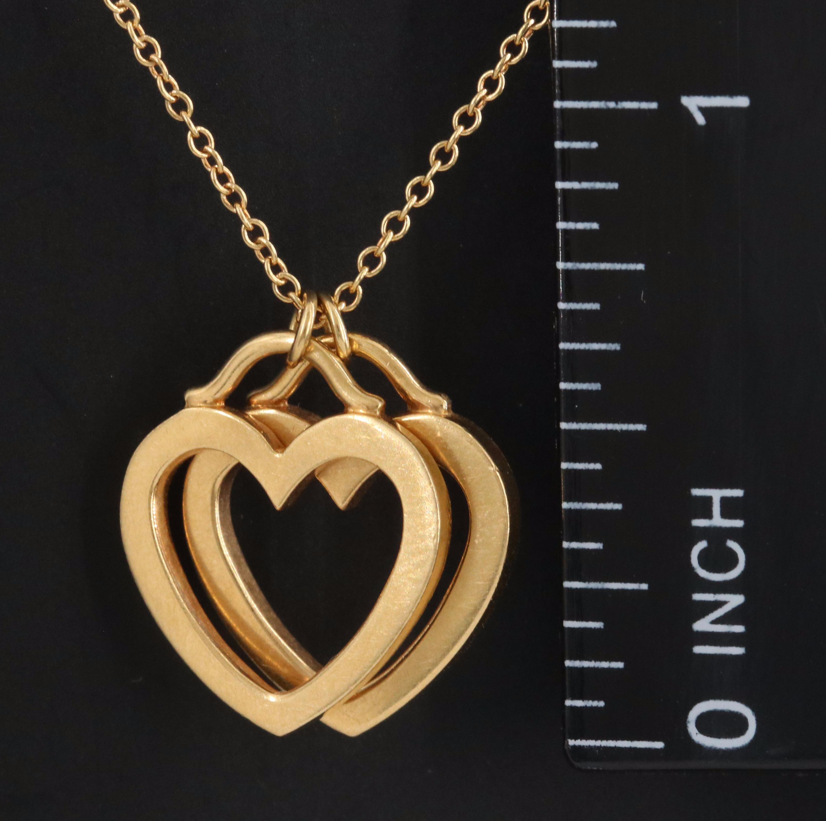 Tiffany & Co. Sentimental Heart 18K Double Pendant Necklace