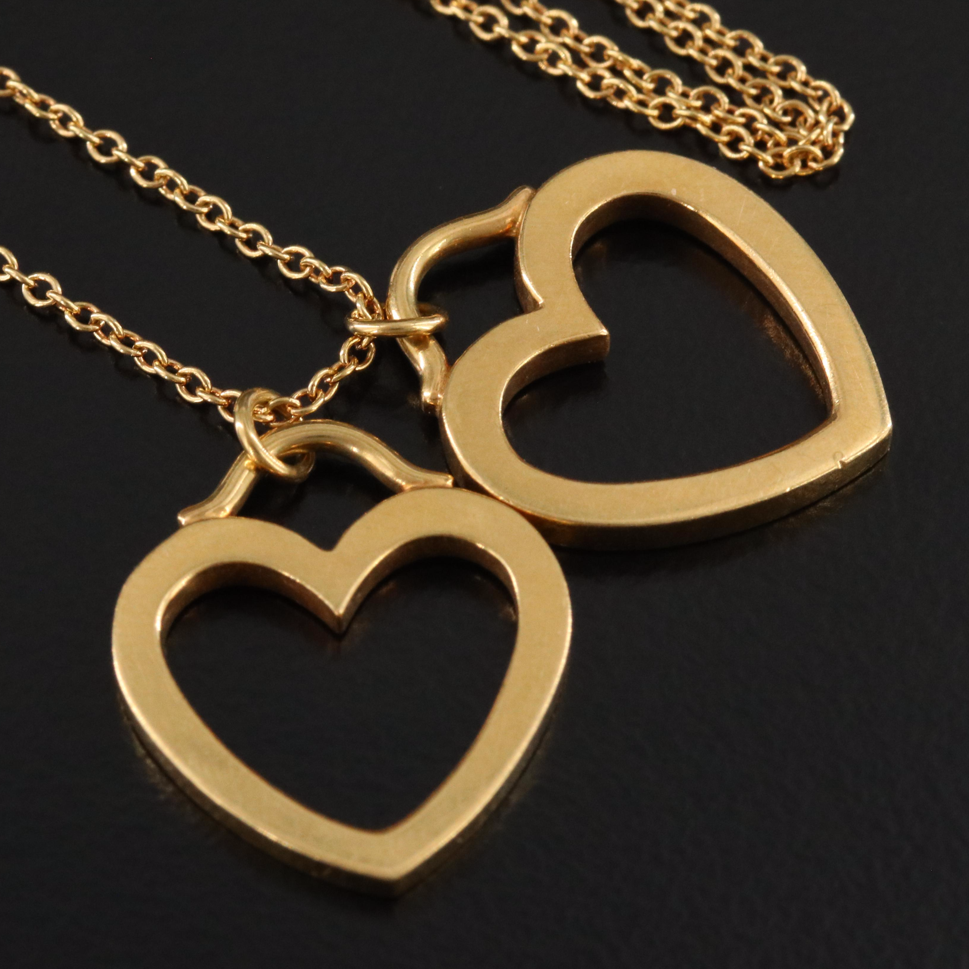 Tiffany & Co. Sentimental Heart 18K Double Pendant Necklace