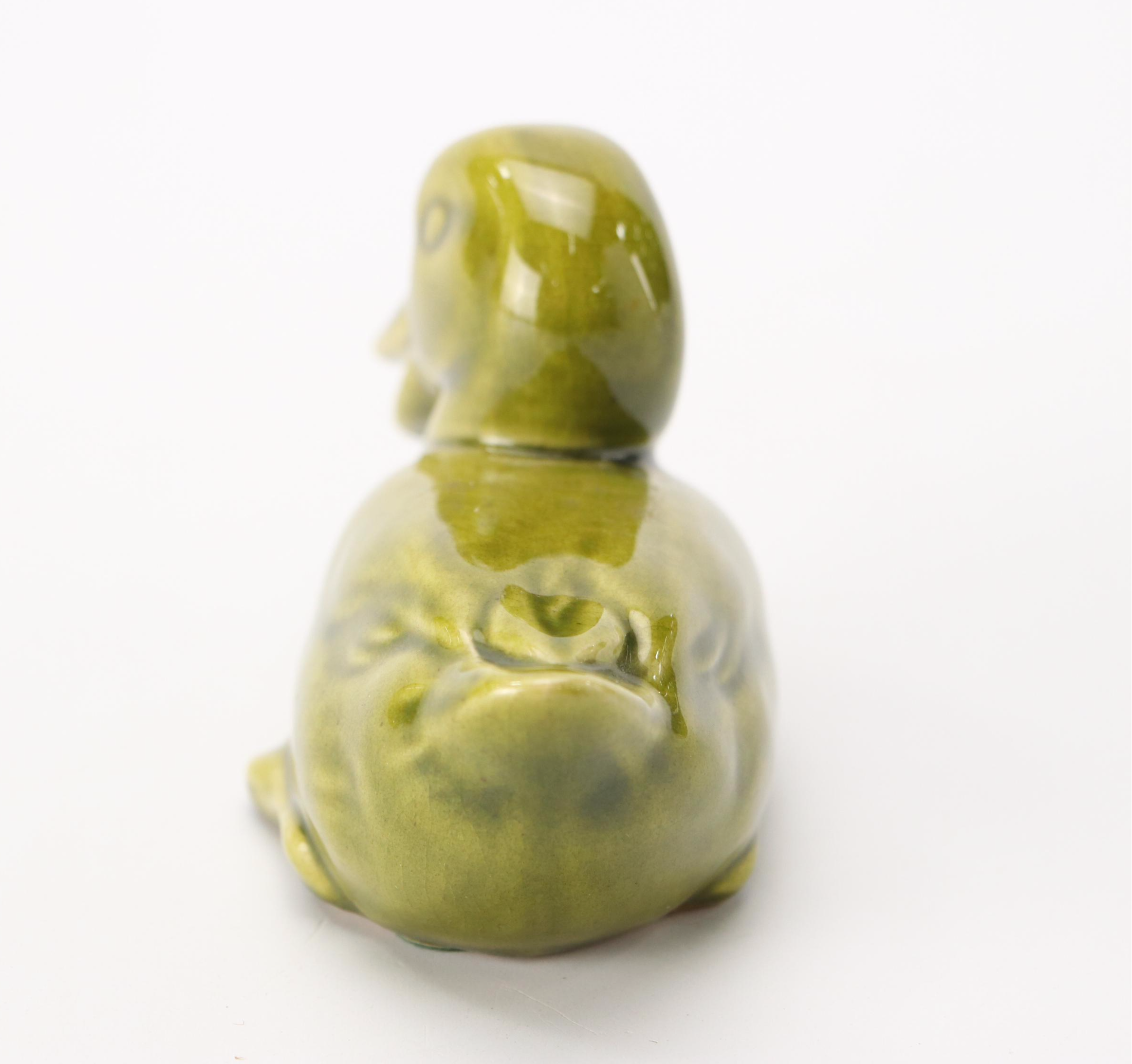 Rookwood Pottery Green Ceramic Duck Figurine, 1964