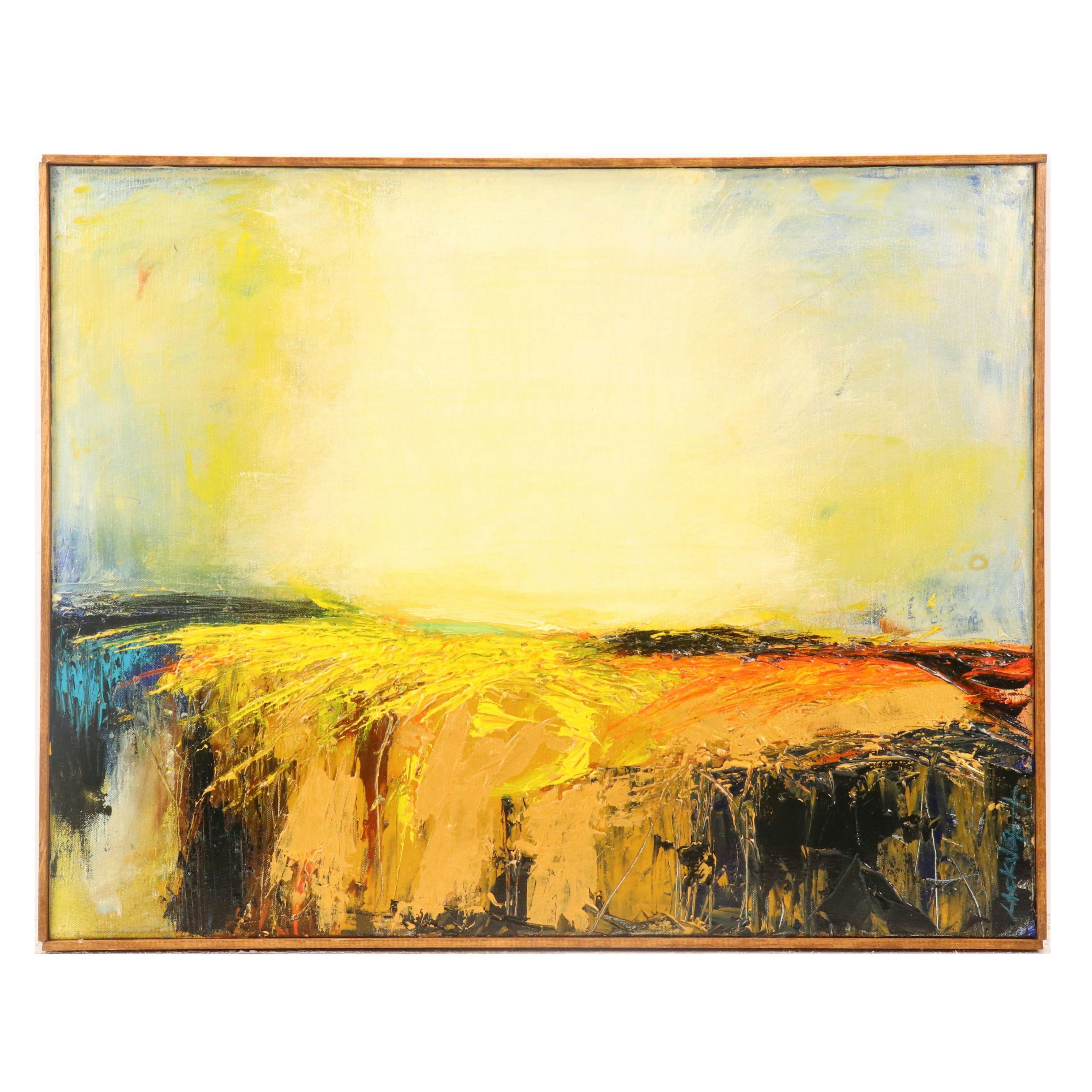 Robert Lackney Stylized Landscape Acrylic Painting "Splendor," 21st Century