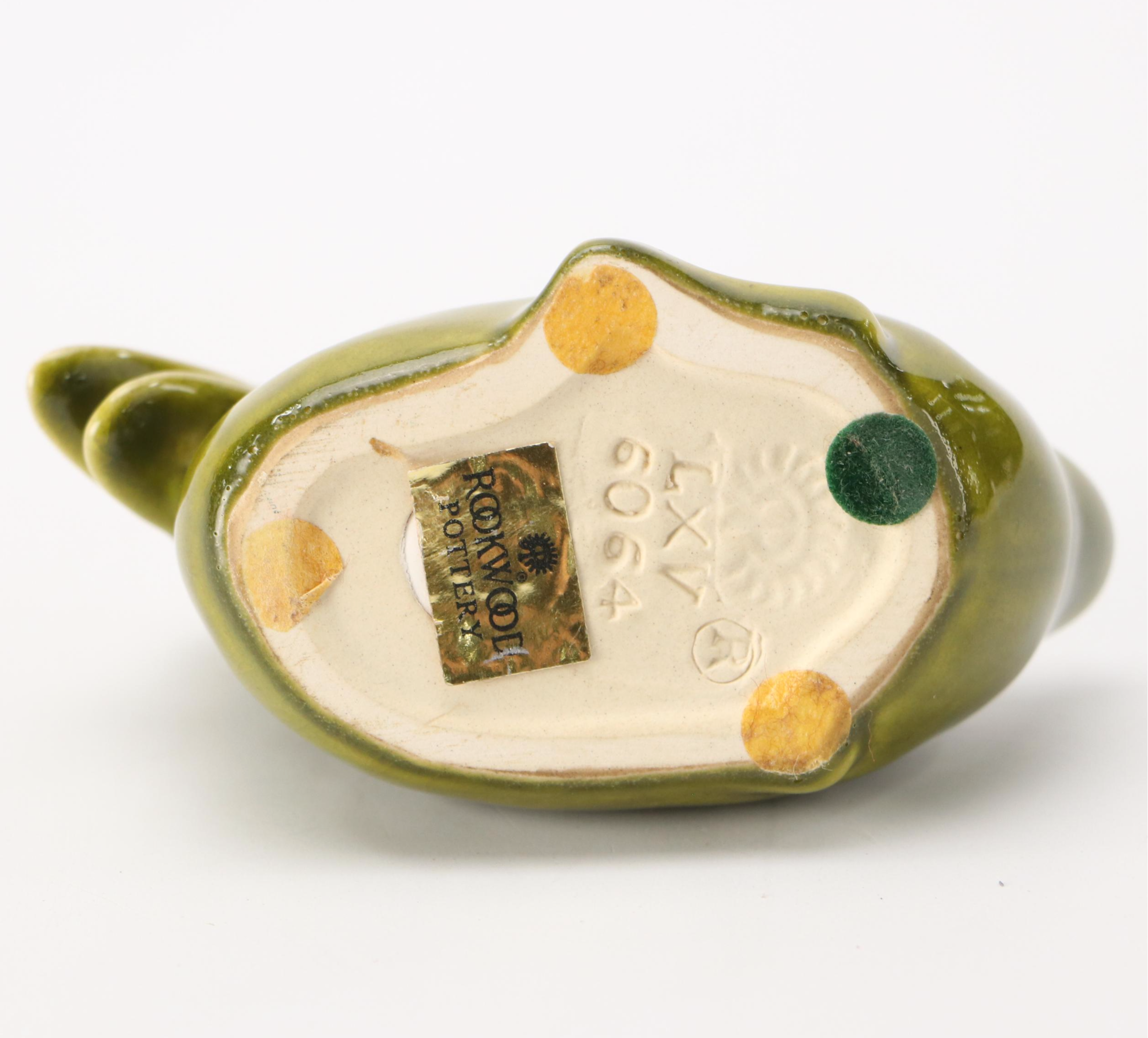 Rookwood Pottery Green Ceramic Duck Figurine, 1964