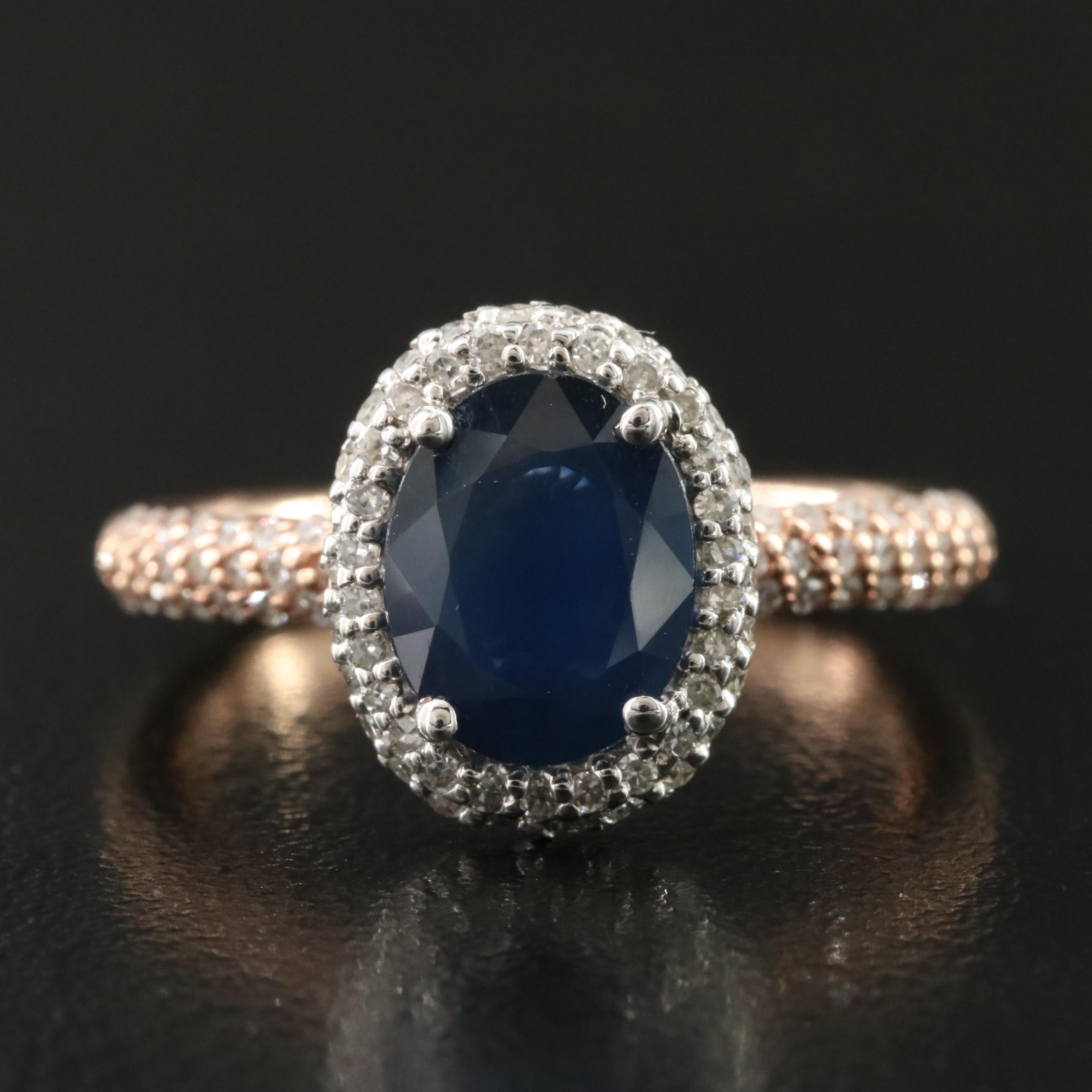 EFFY 14K 1.76 CT Sapphire and Diamond Ring with Rose Gold Shank