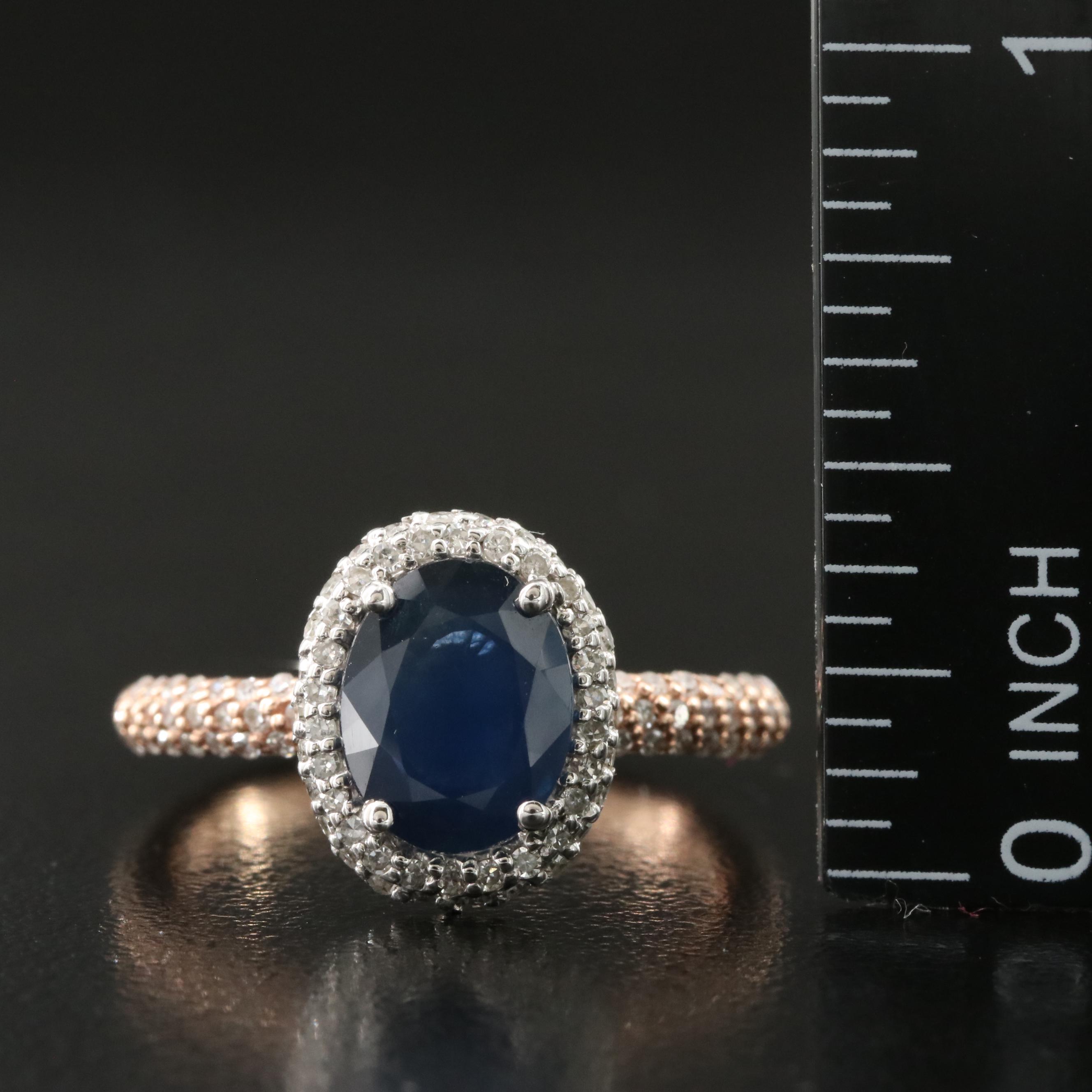 EFFY 14K 1.76 CT Sapphire and Diamond Ring with Rose Gold Shank