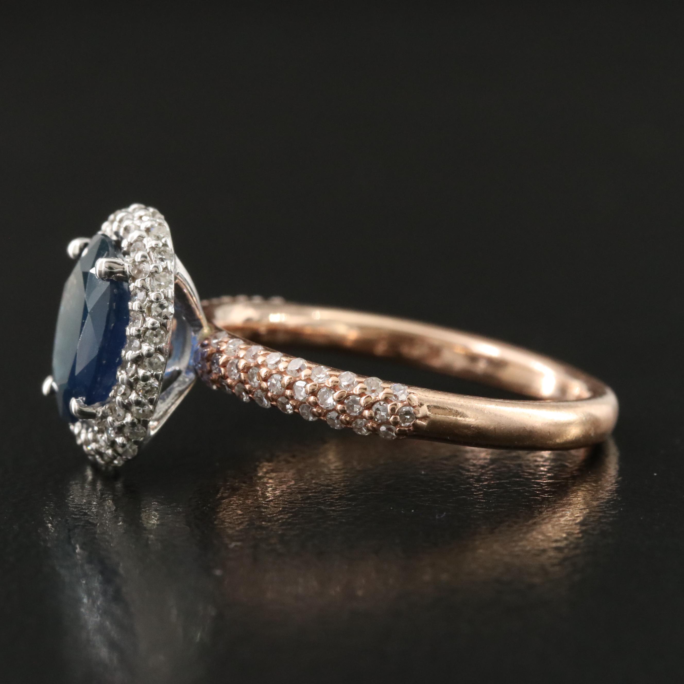 EFFY 14K 1.76 CT Sapphire and Diamond Ring with Rose Gold Shank