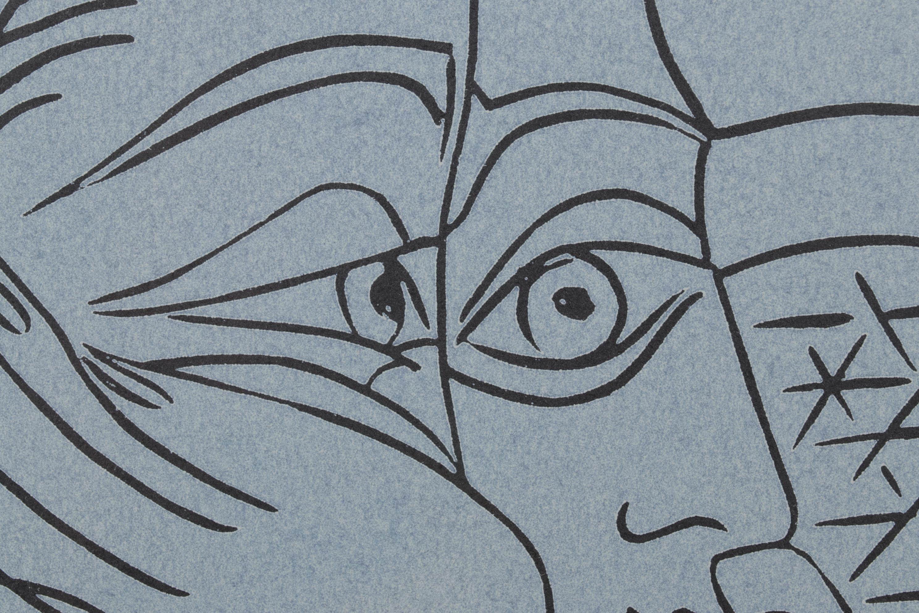 Pablo Picasso Linoleum Cut "Female Head With Supporting Arms," 1962