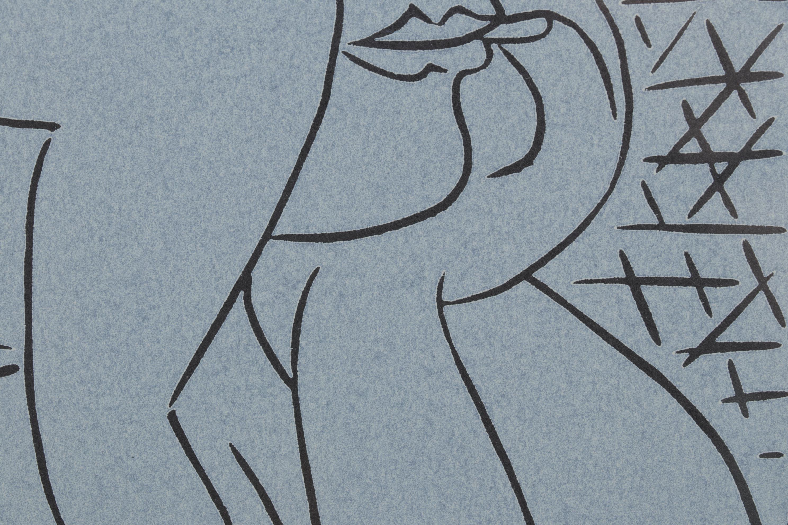 Pablo Picasso Linoleum Cut "Female Head With Supporting Arms," 1962