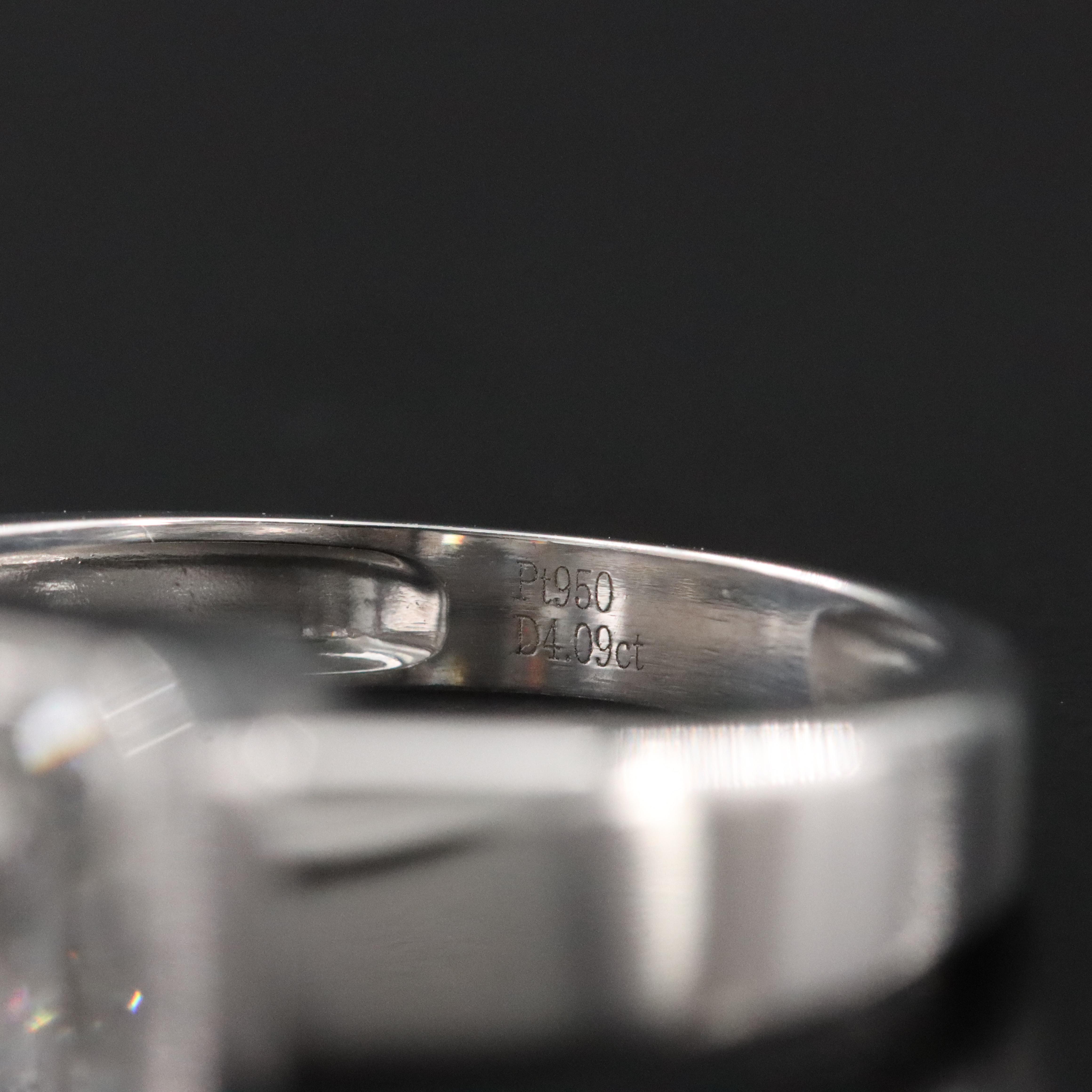 Platinum 4.09 CT Lab Grown Diamond Solitaire Ring with IGI Report