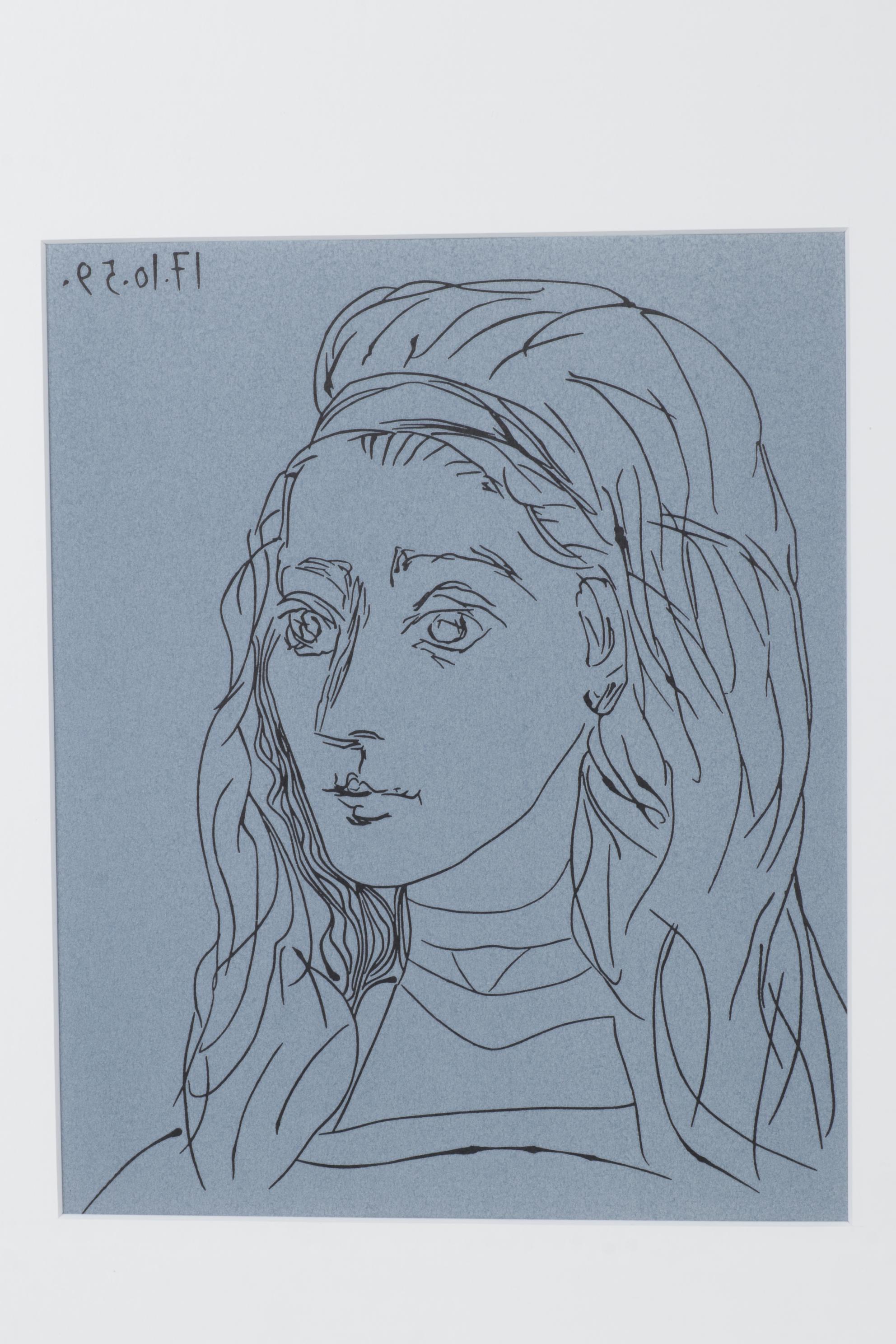 Pablo Picasso Linoleum Cut "Jacqueline," 1962
