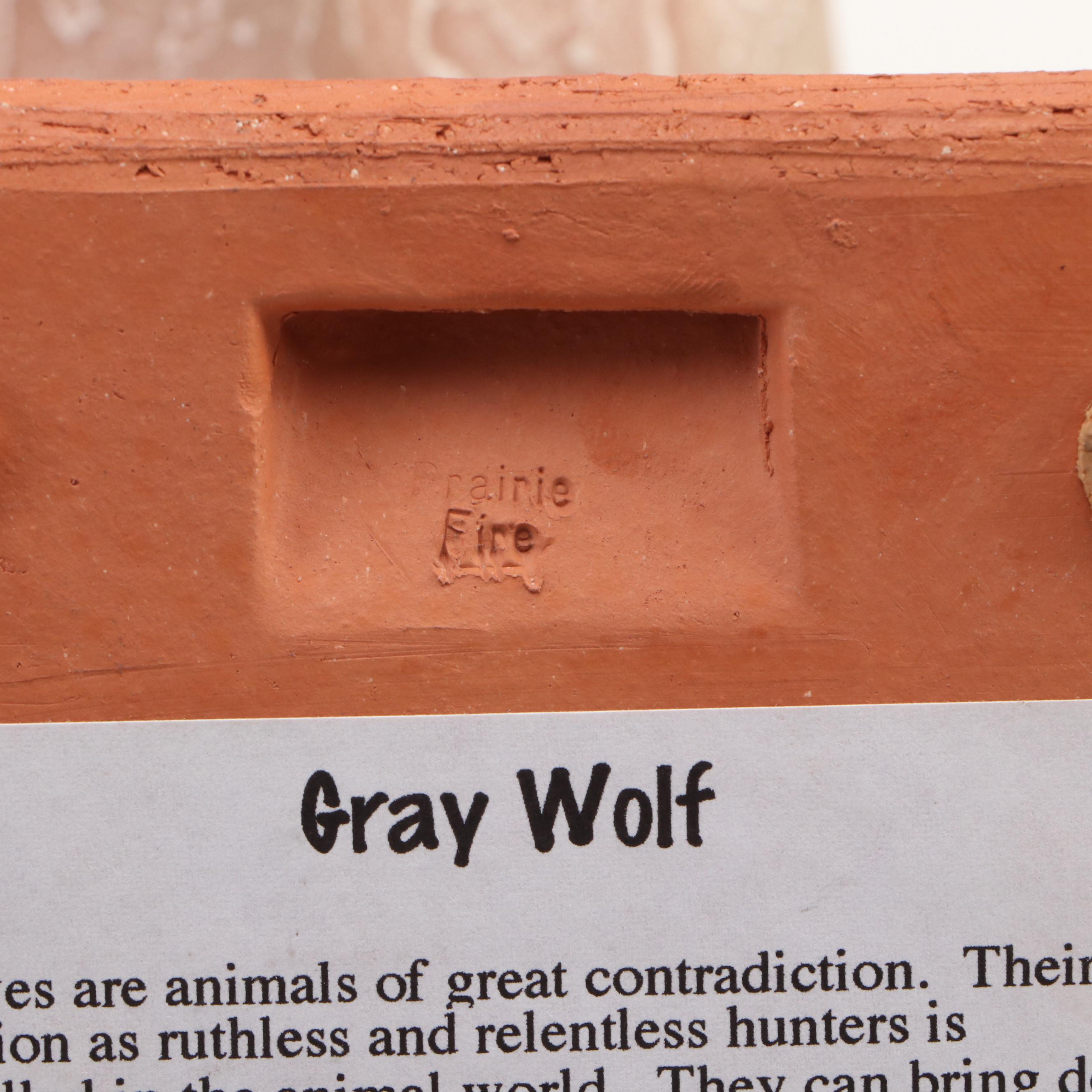 Prairie Fire Pottery Gray Wolf Paw Print Trivet with Bud Vases and Votive Holder