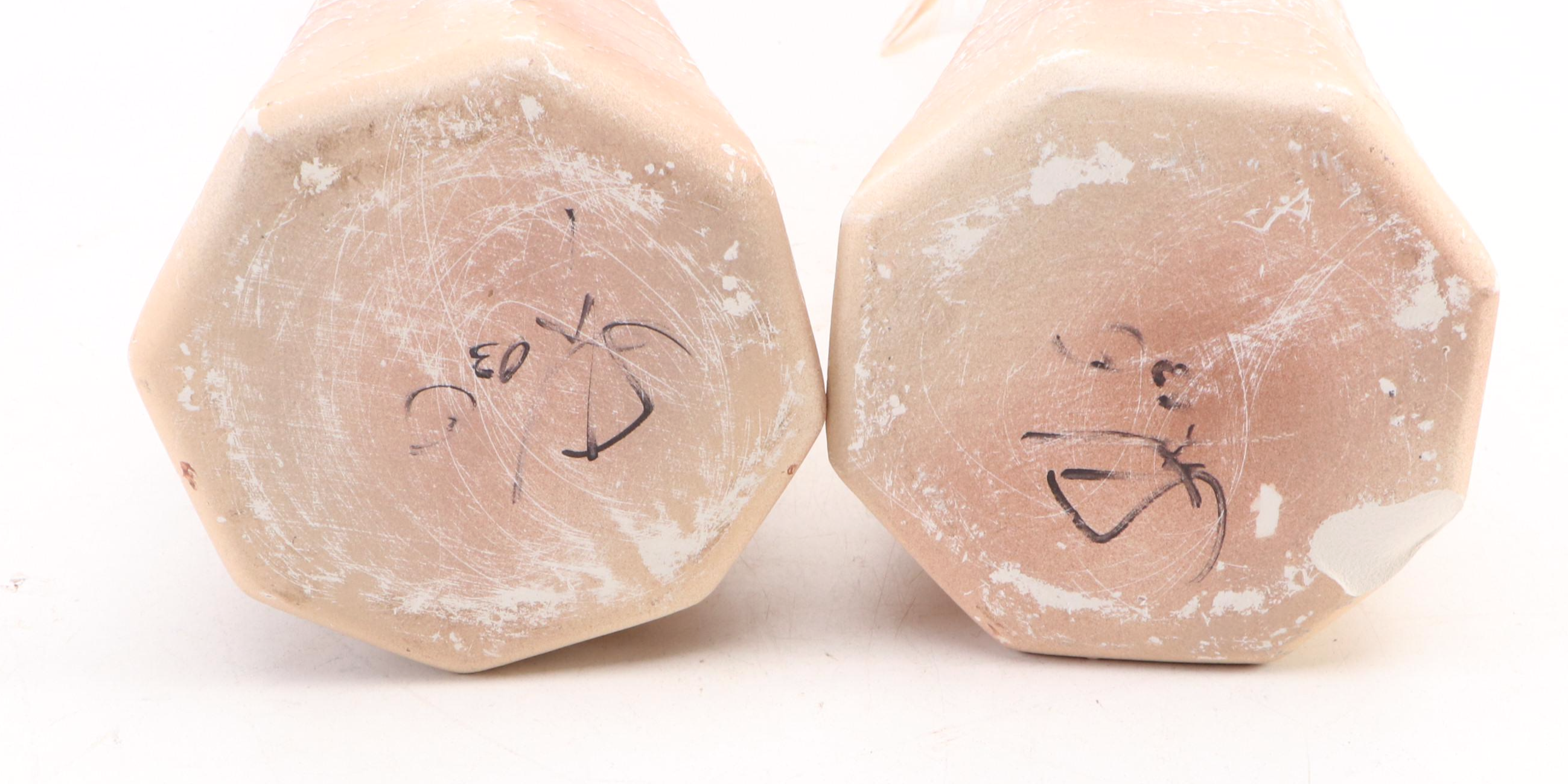 Prairie Fire Pottery Gray Wolf Paw Print Trivet with Bud Vases and Votive Holder