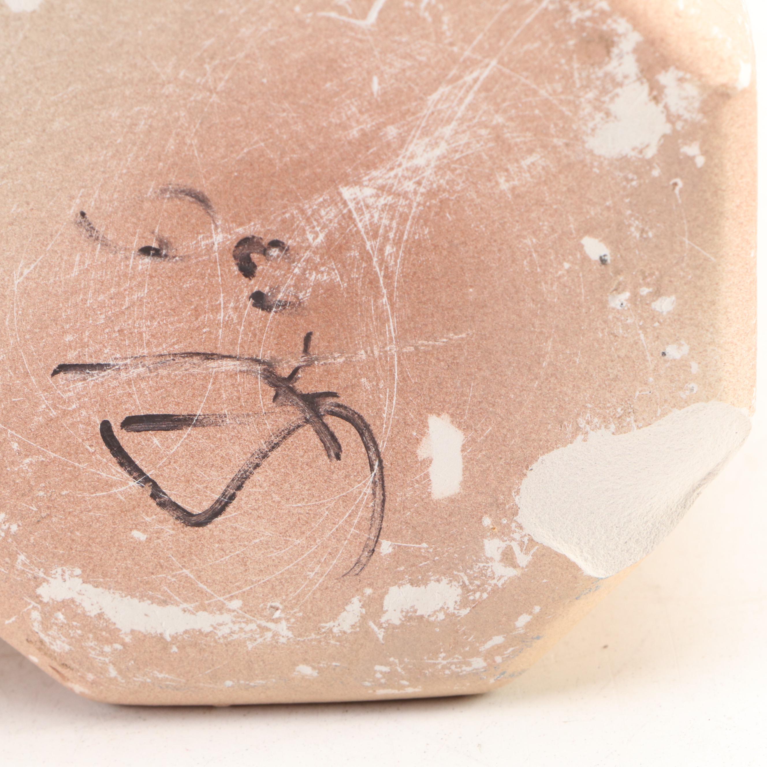 Prairie Fire Pottery Gray Wolf Paw Print Trivet with Bud Vases and Votive Holder