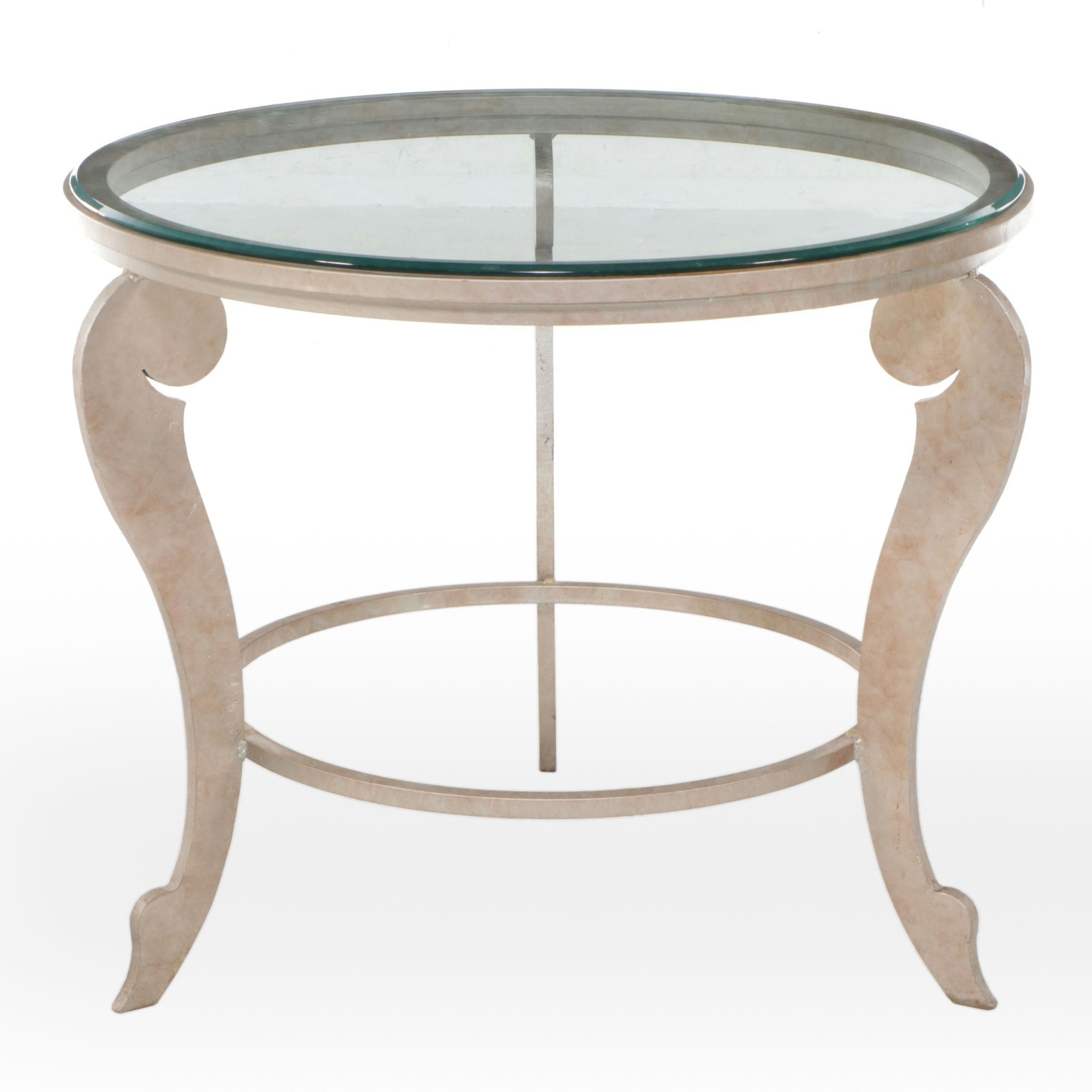 Metal Center Table with Glass Top