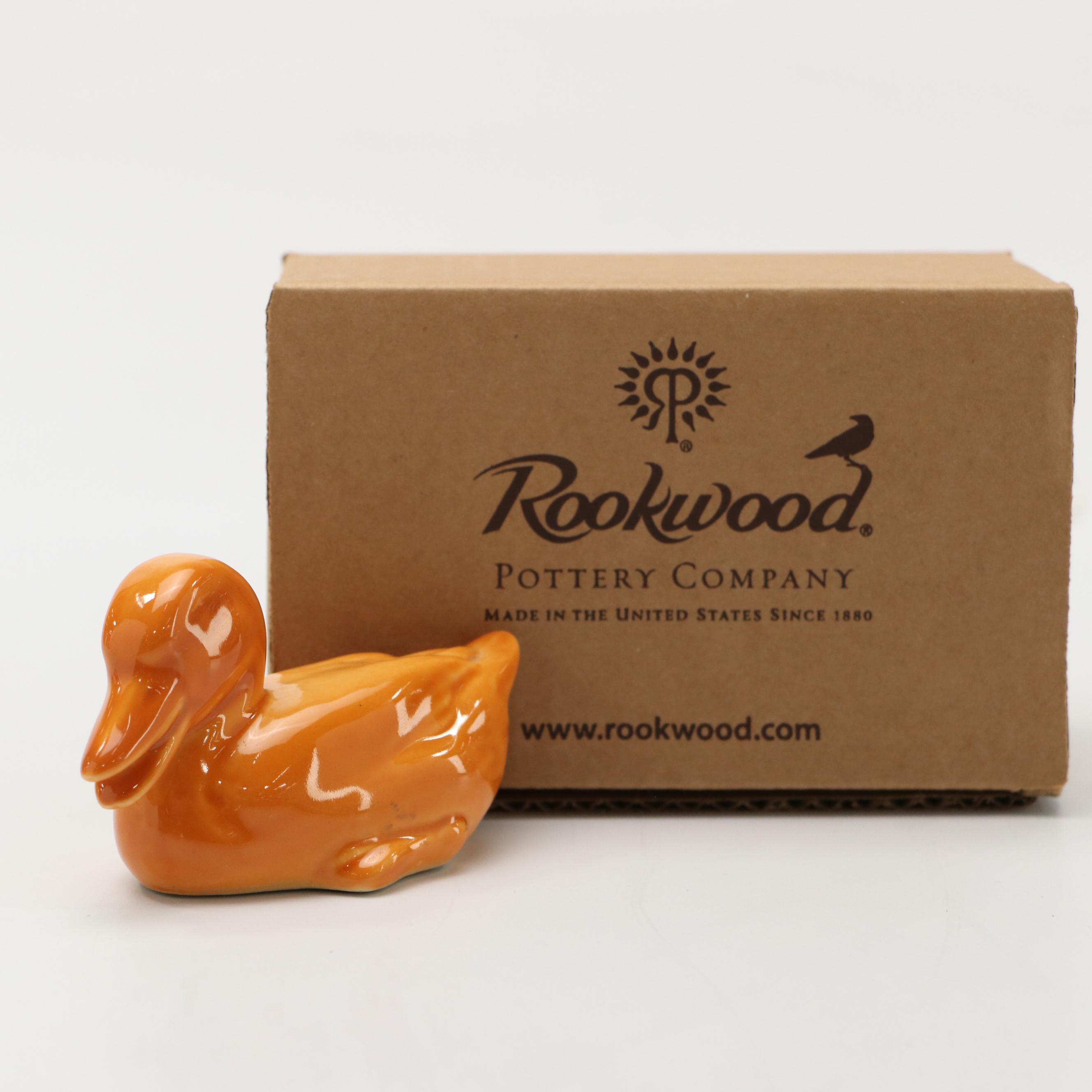 Rookwood Pottery Orange Ceramic Duck Figurine, 1964