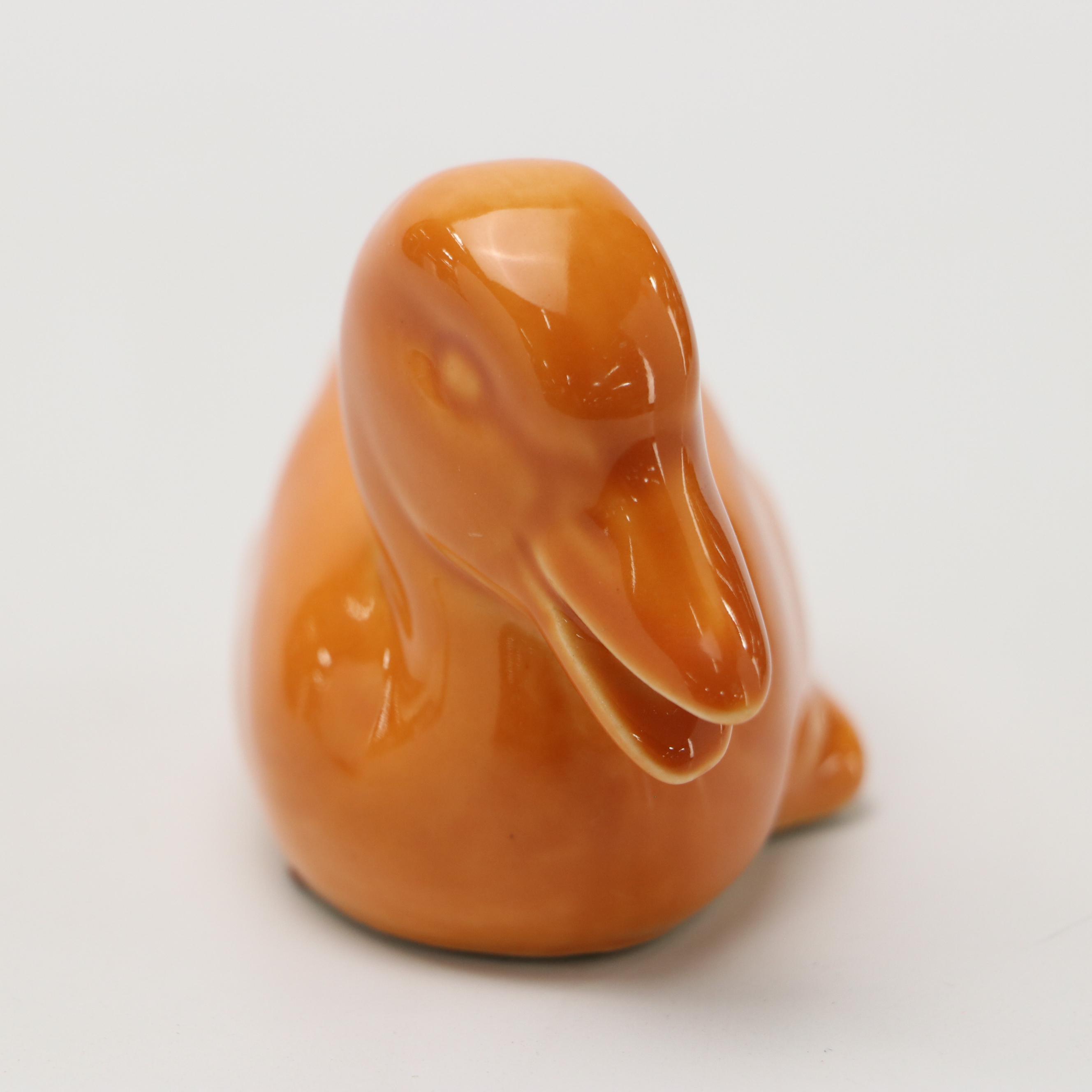 Rookwood Pottery Orange Ceramic Duck Figurine, 1964