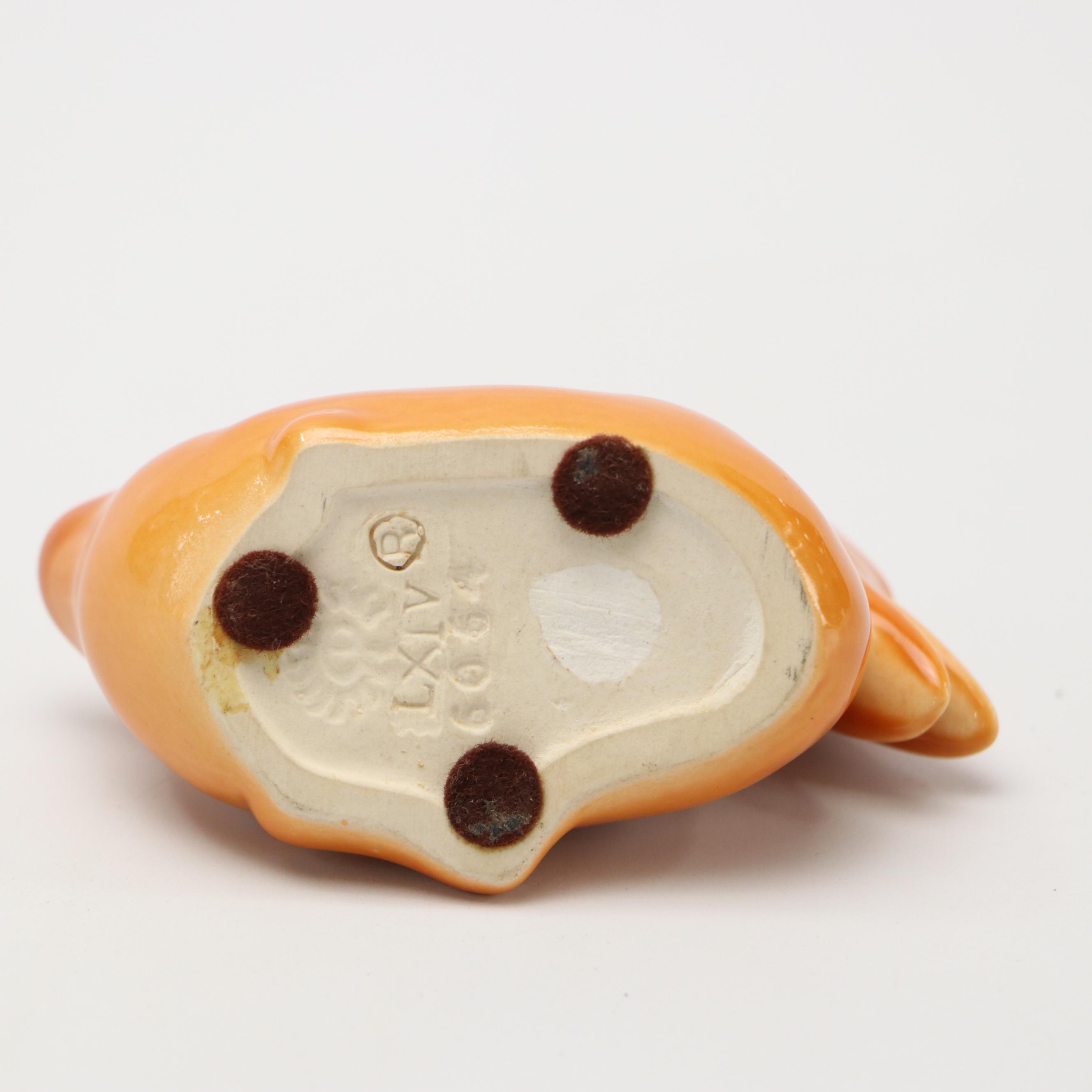 Rookwood Pottery Orange Ceramic Duck Figurine, 1964