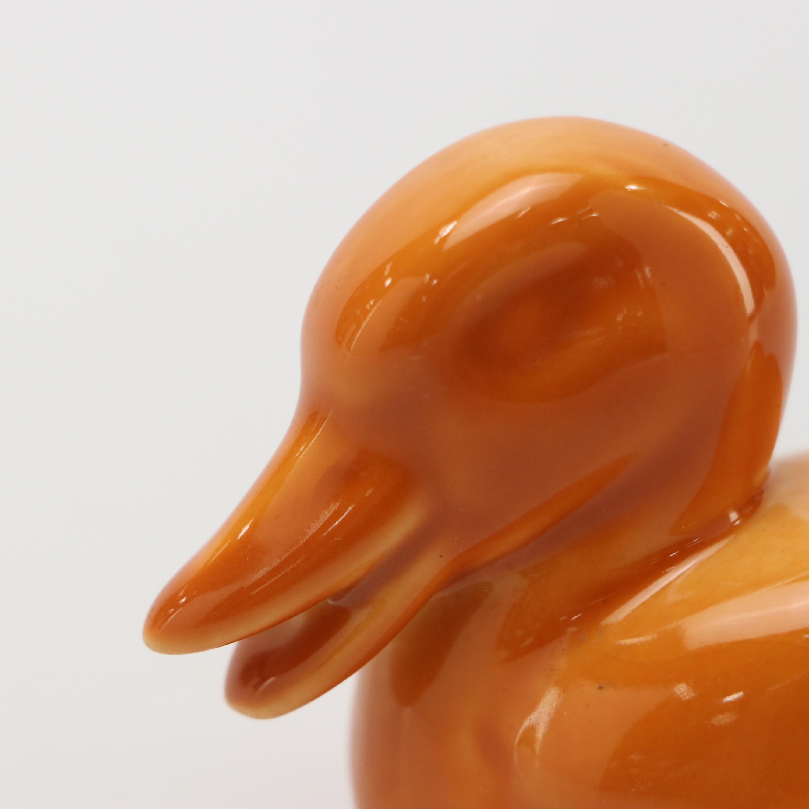 Rookwood Pottery Orange Ceramic Duck Figurine, 1964