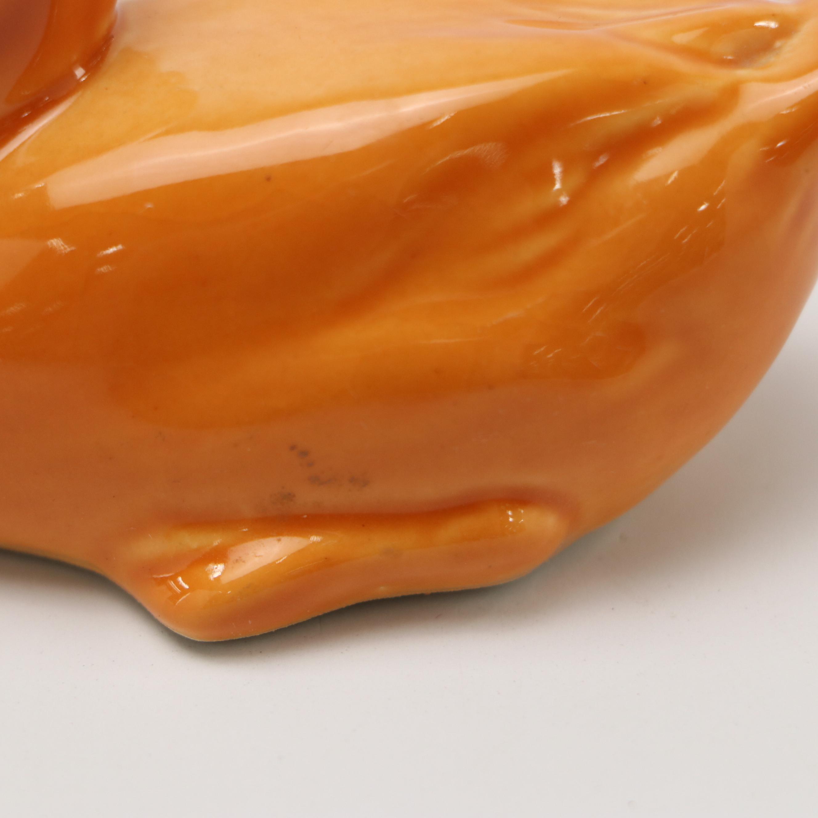 Rookwood Pottery Orange Ceramic Duck Figurine, 1964