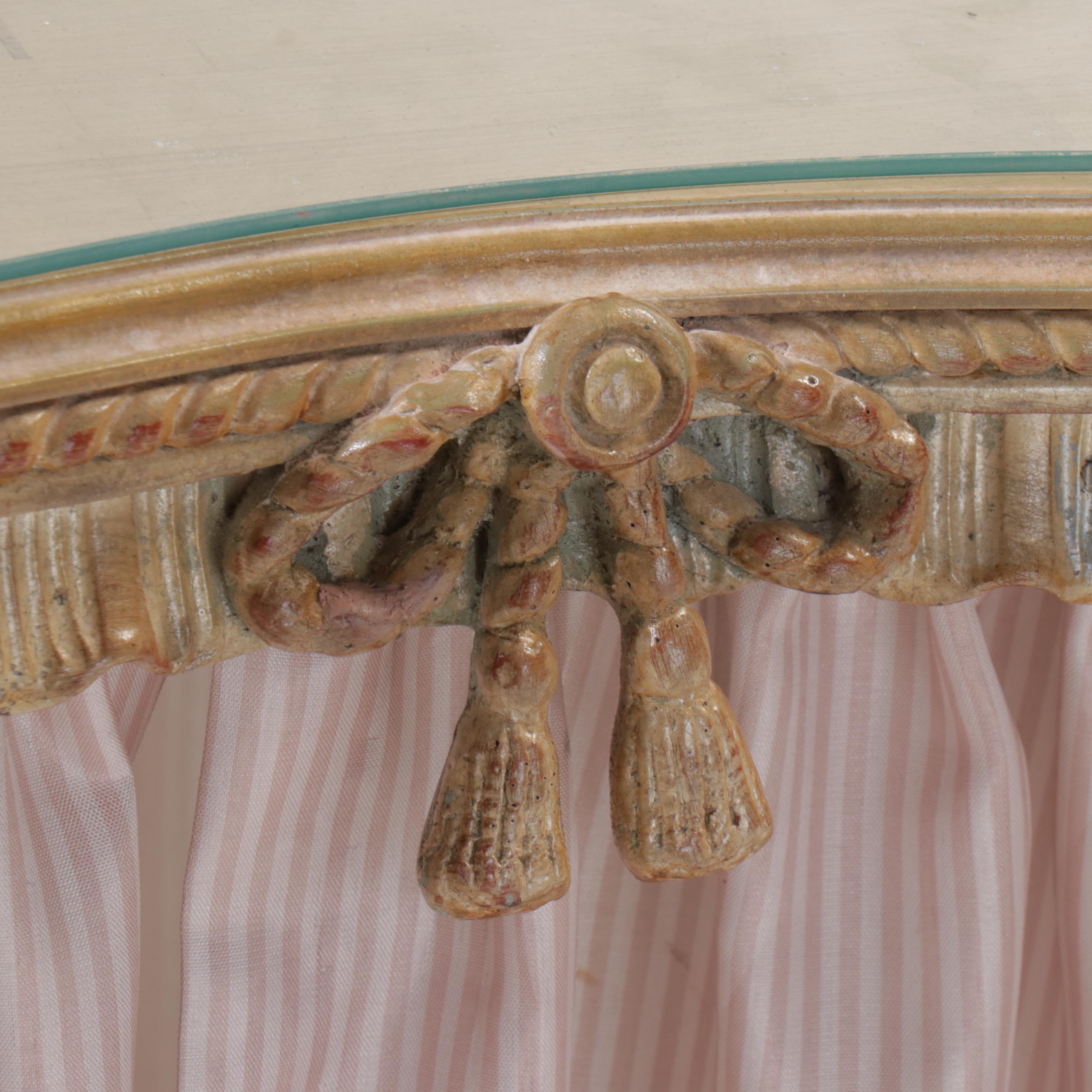 French Provincial Style Giltwood and Fabric Vanity Table and Seat