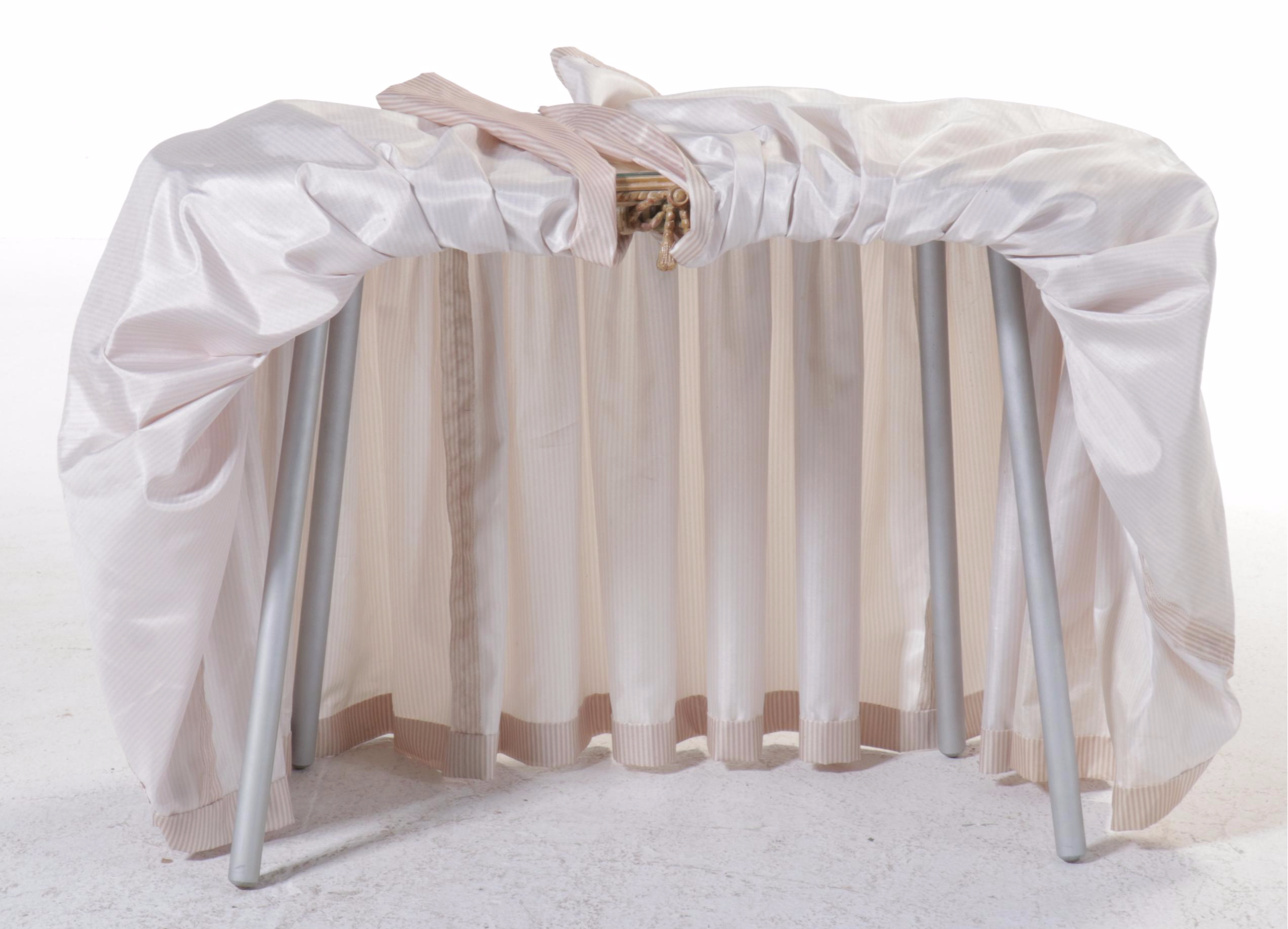 French Provincial Style Giltwood and Fabric Vanity Table and Seat