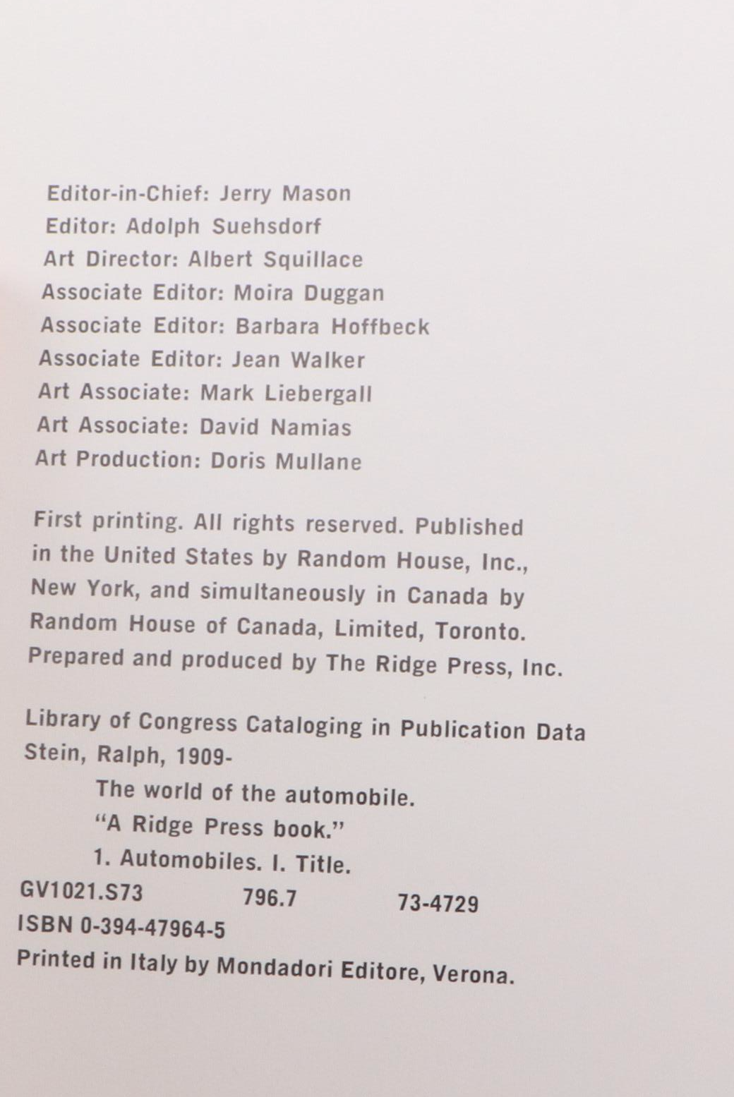 "The World of the Automobile" by Ralph Stein with More Automobile Books