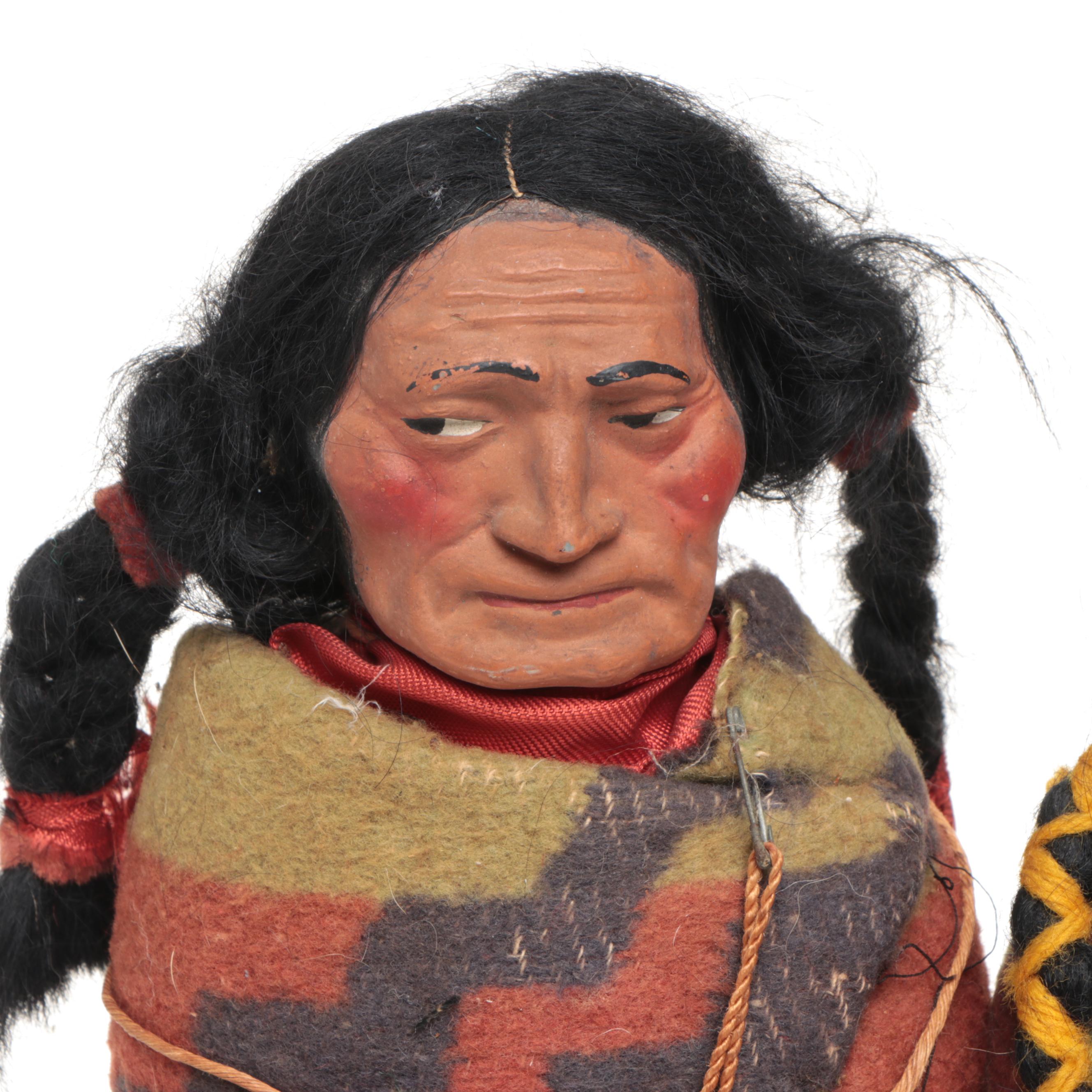 Southwestern Style Wood and Wool Skookum Dolls