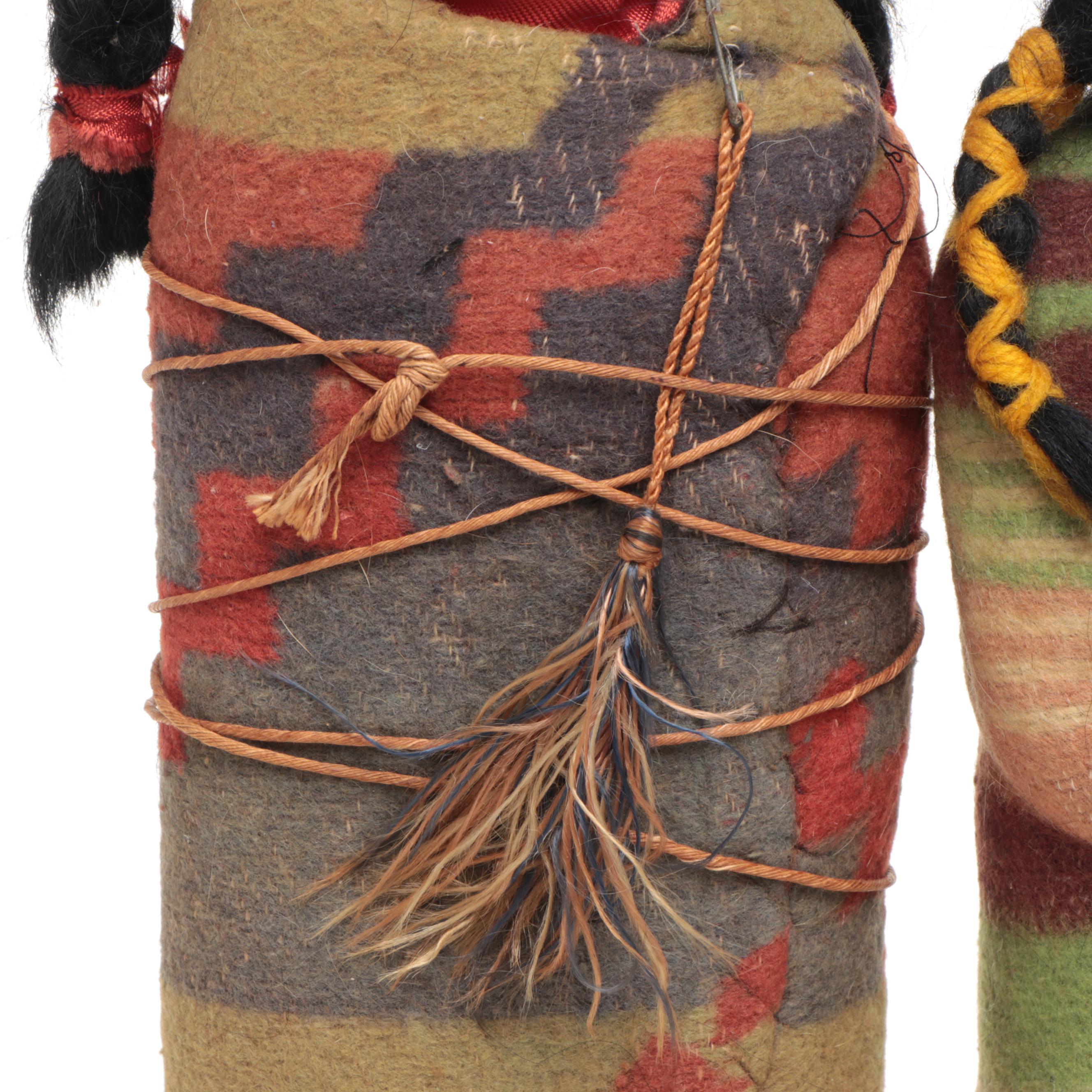 Southwestern Style Wood and Wool Skookum Dolls