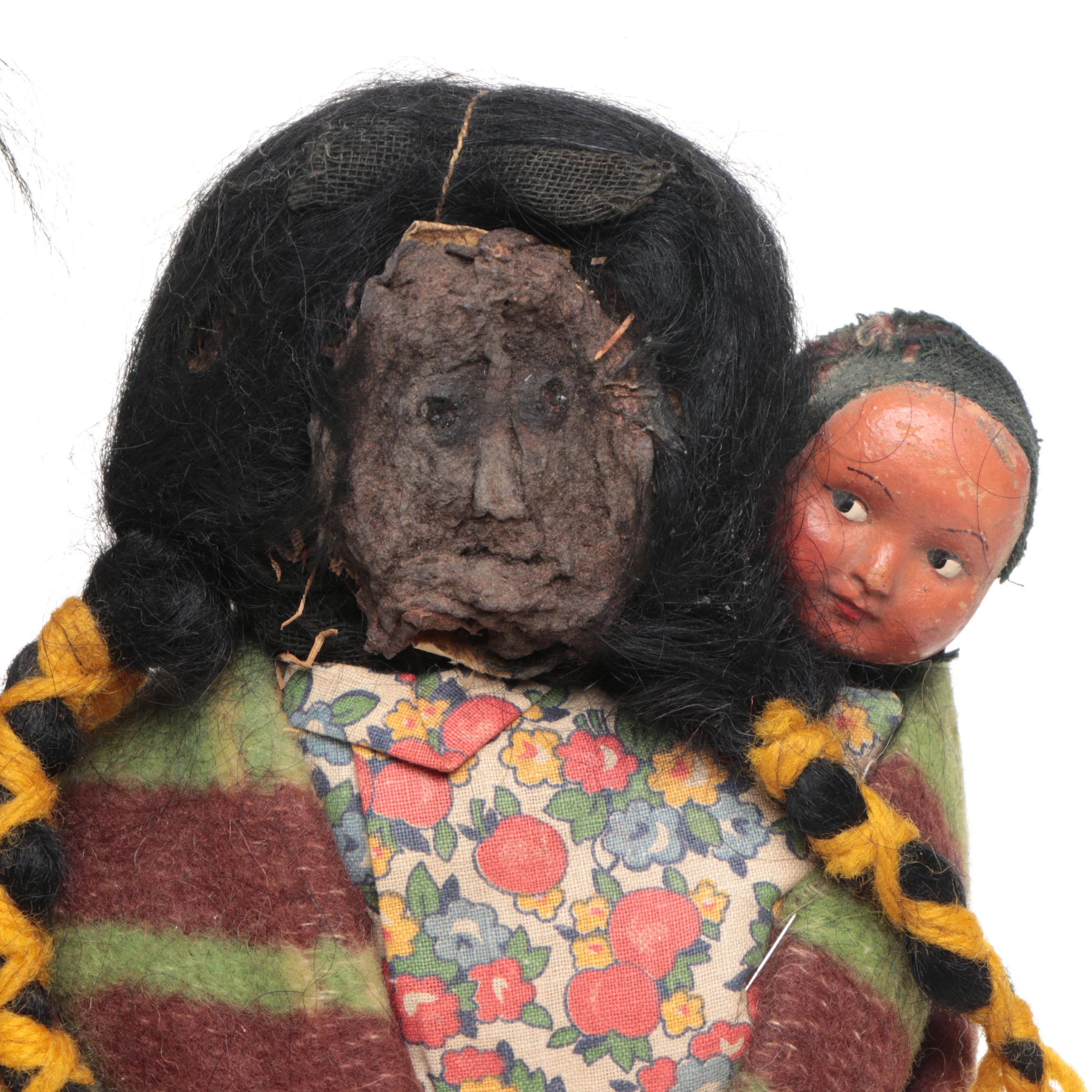Southwestern Style Wood and Wool Skookum Dolls