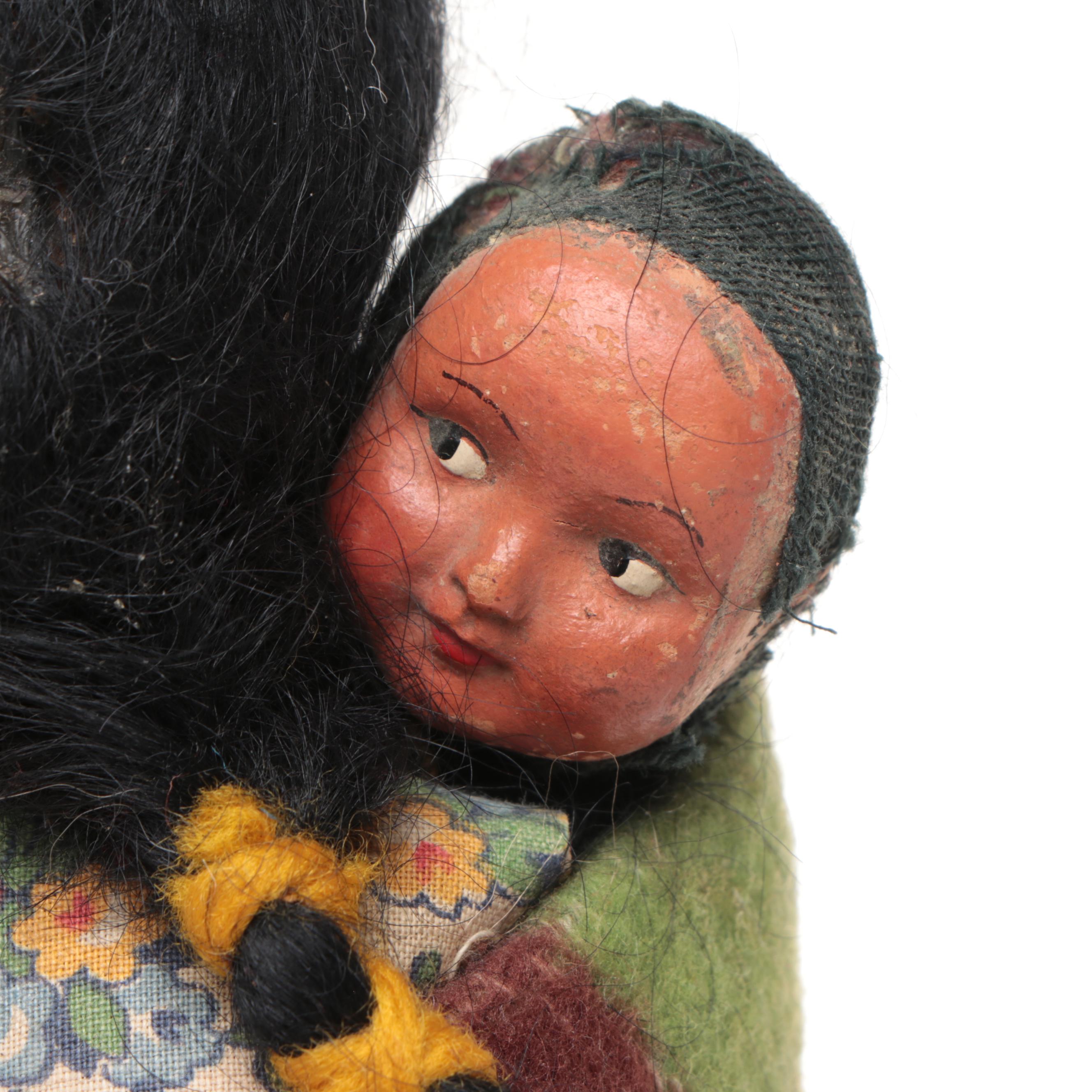 Southwestern Style Wood and Wool Skookum Dolls