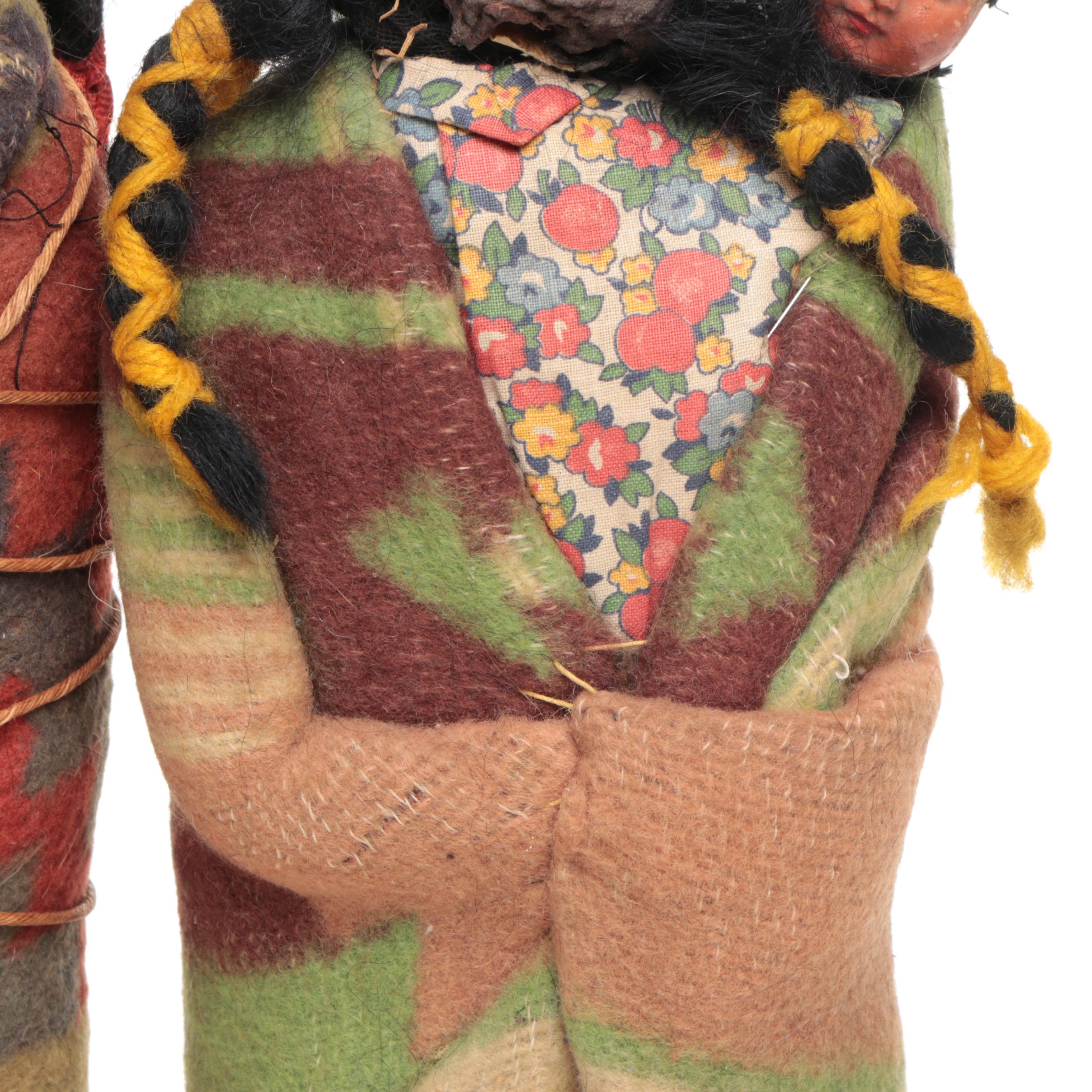 Southwestern Style Wood and Wool Skookum Dolls