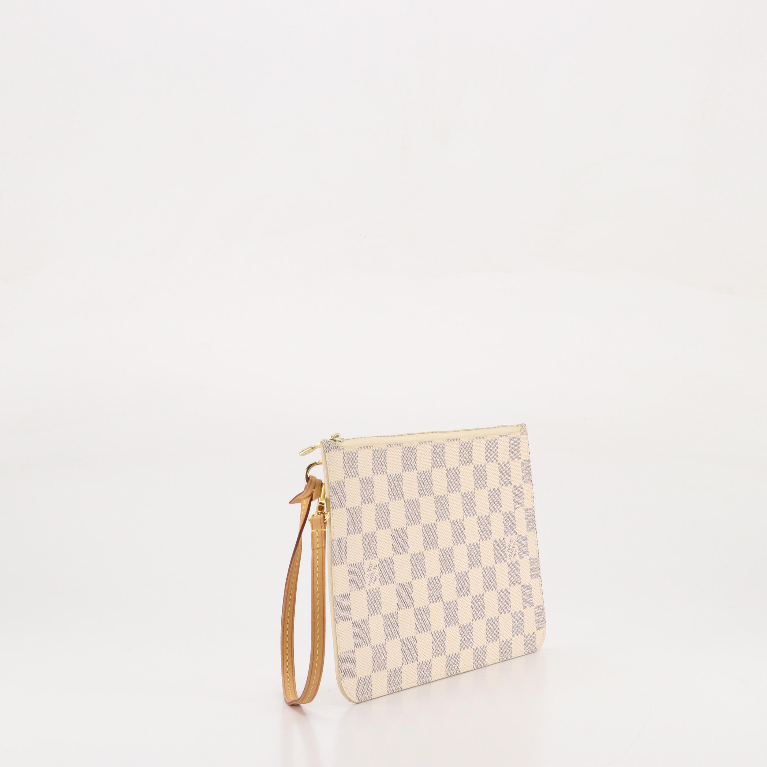Louis Vuitton Neverfull Pochette in Damier Azur Canvas and Leather