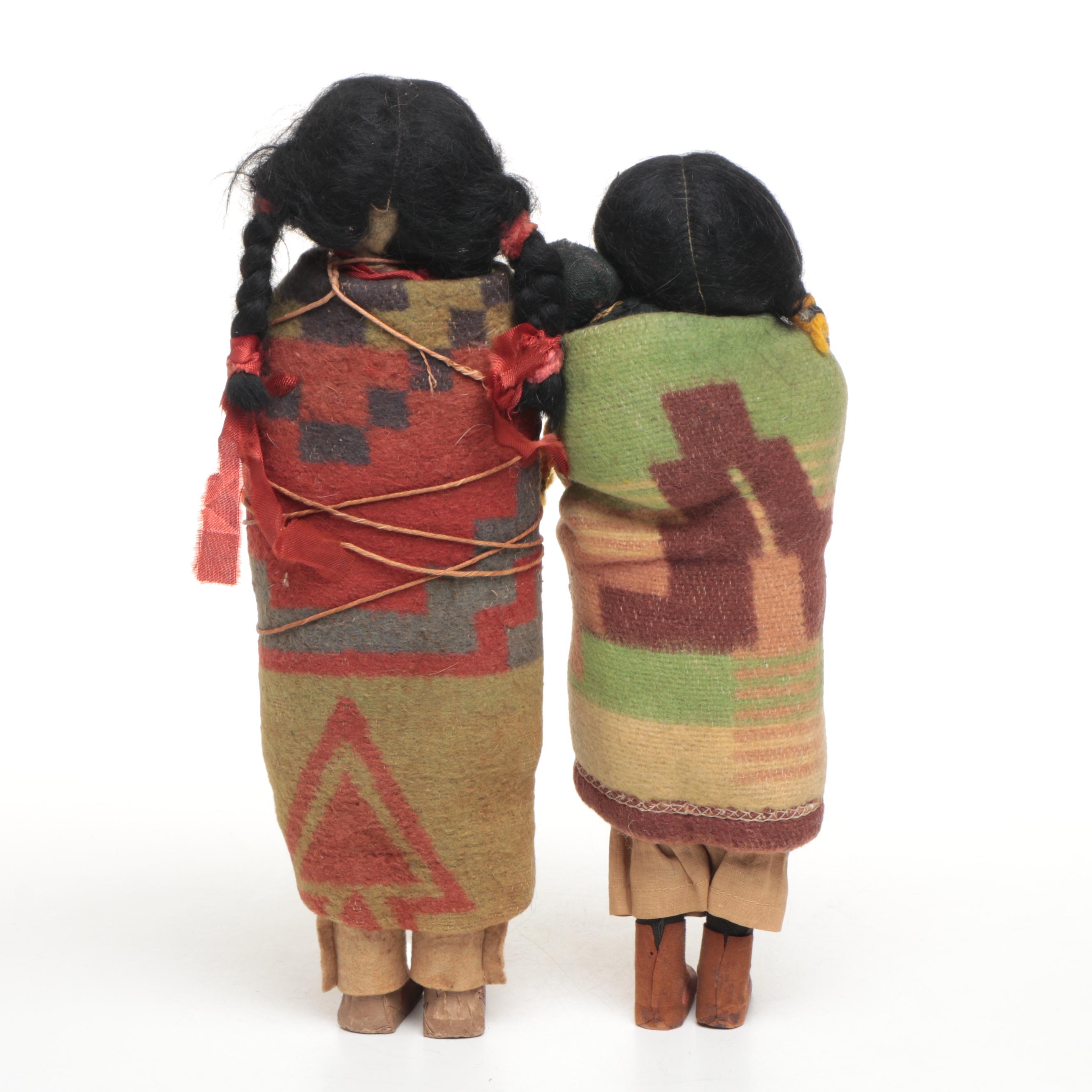 Southwestern Style Wood and Wool Skookum Dolls