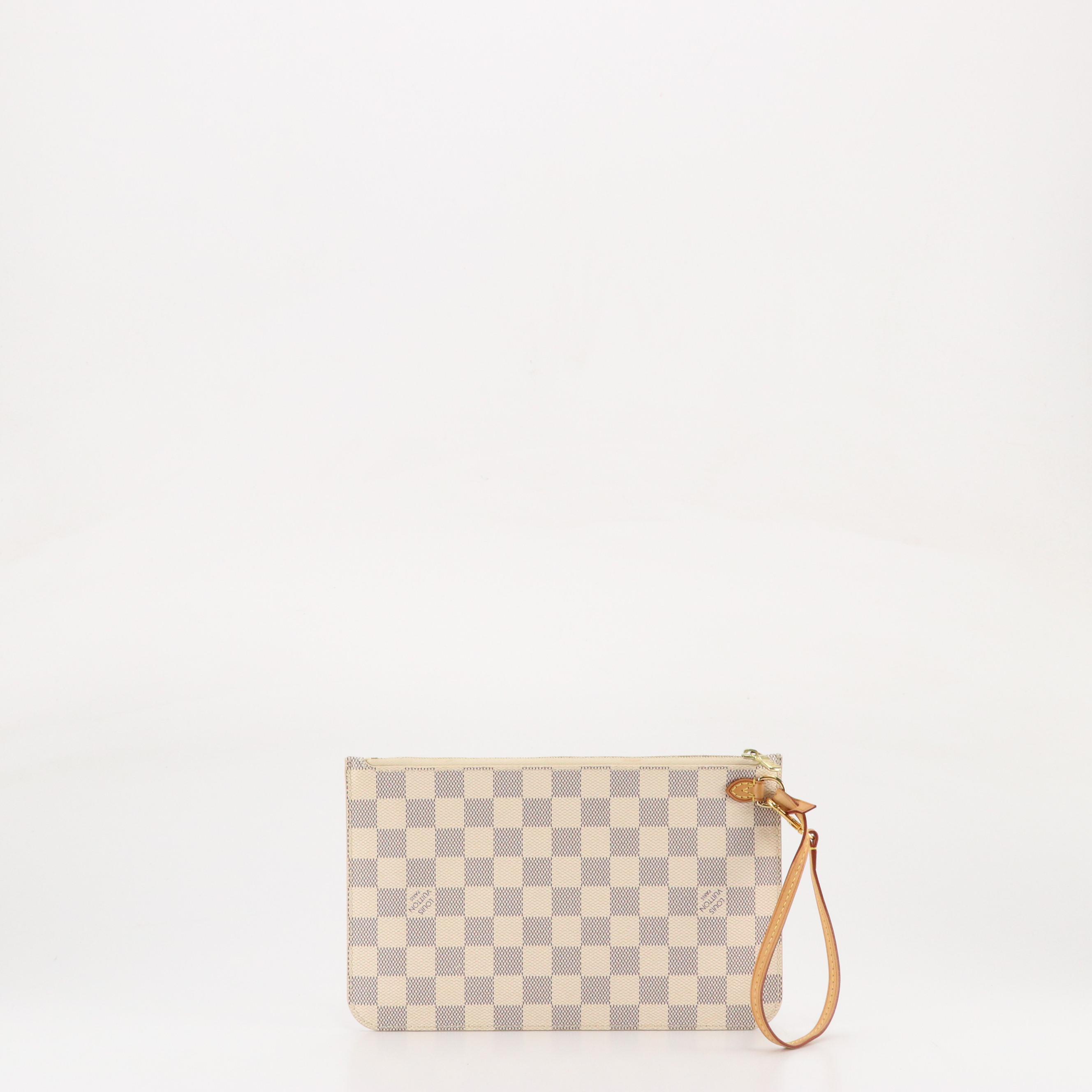 Louis Vuitton Neverfull Pochette in Damier Azur Canvas and Leather