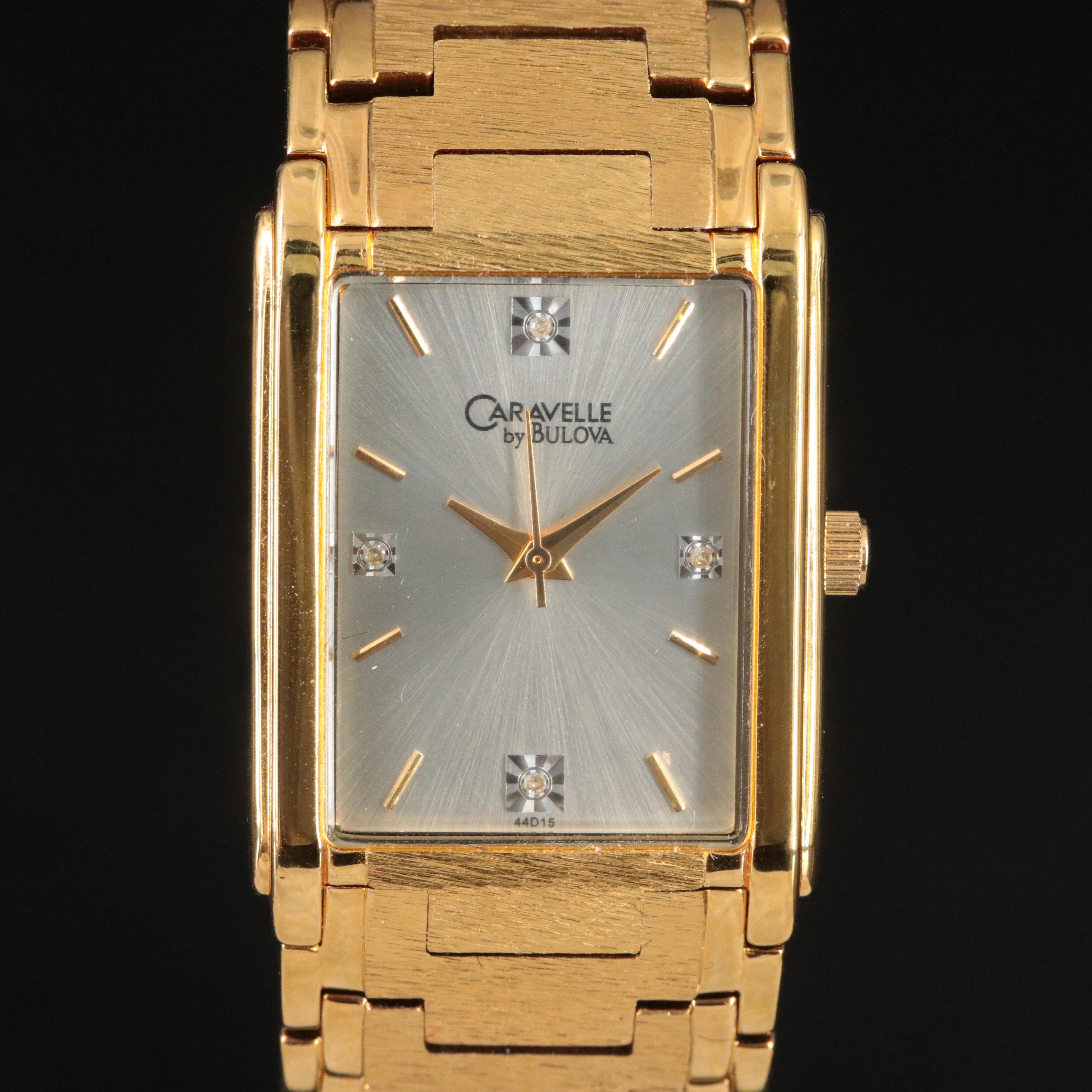Caravelle by Bulova Diamond Dial Gold-Tone Watch