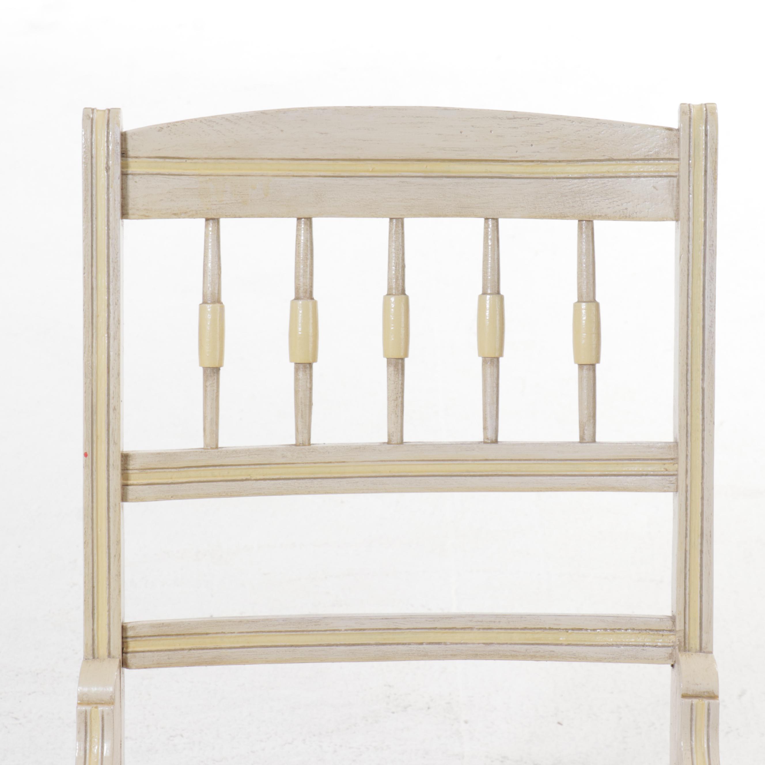 American Colonial Style Paint-Decorated Wood Rocking Chair with Needlepoint Seat