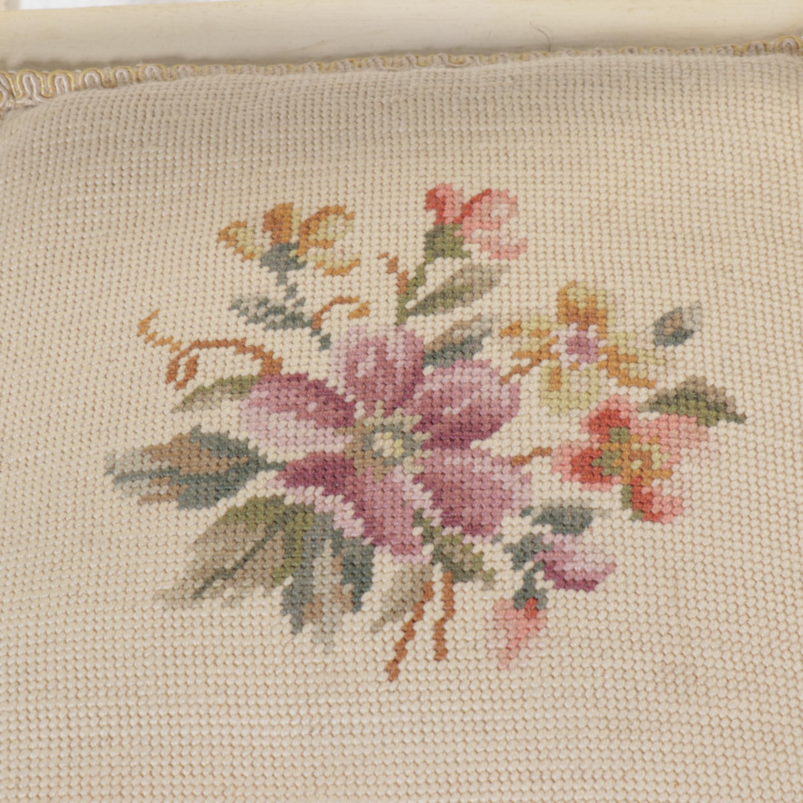 American Colonial Style Paint-Decorated Wood Rocking Chair with Needlepoint Seat