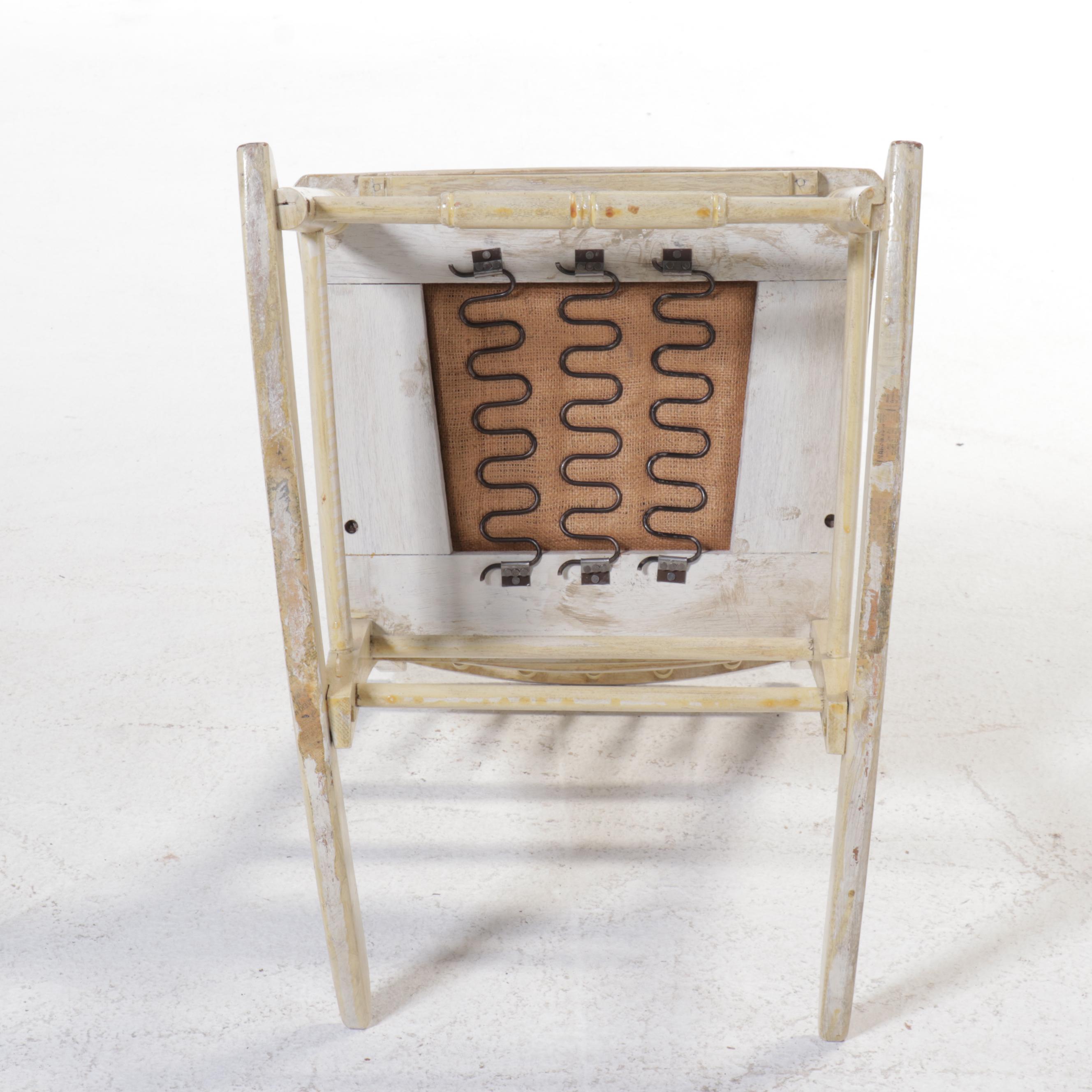 American Colonial Style Paint-Decorated Wood Rocking Chair with Needlepoint Seat