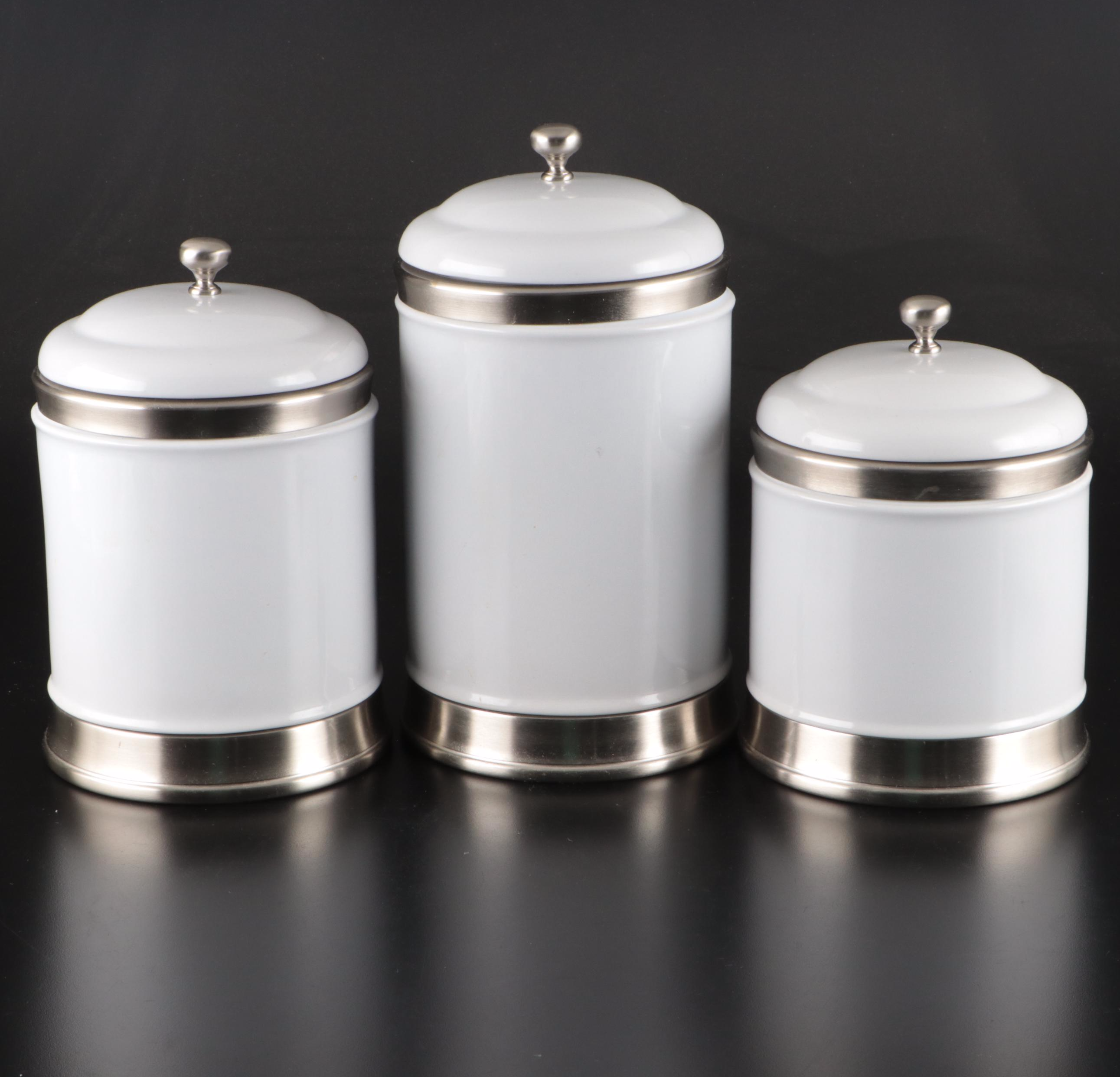 Williams-Sonoma Metal Kitchen Canisters and Napkins with More Table Décor