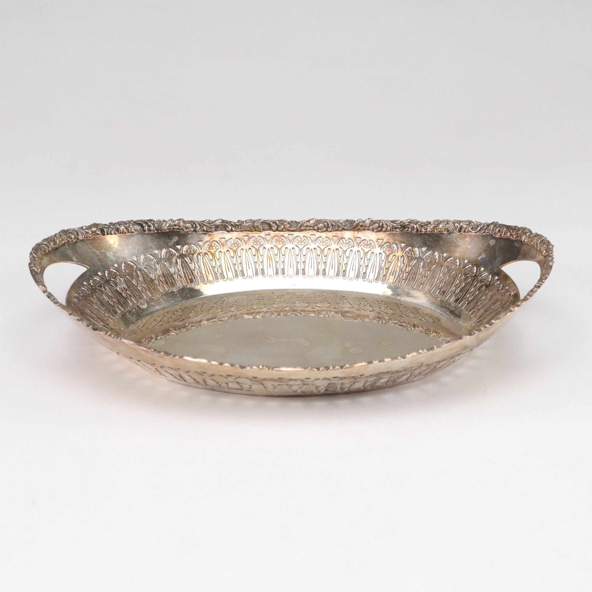 Barker Ellis Silver Plate Reticulated Bowl with Serving Tray and More