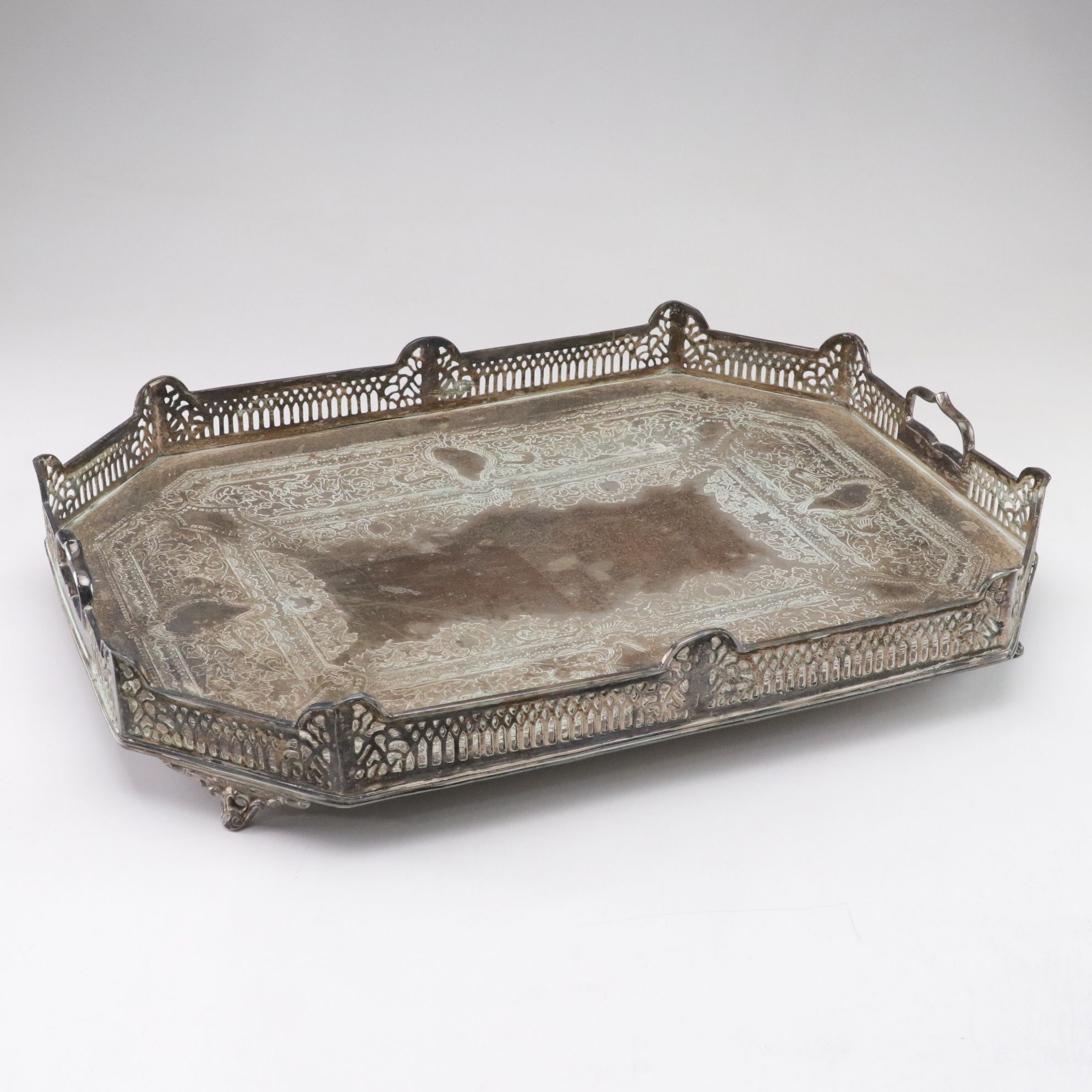 Barker Ellis Silver Plate Reticulated Bowl with Serving Tray and More