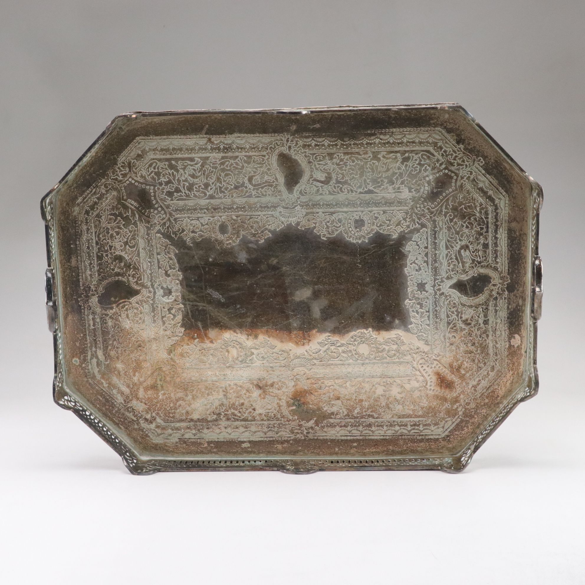 Barker Ellis Silver Plate Reticulated Bowl with Serving Tray and More