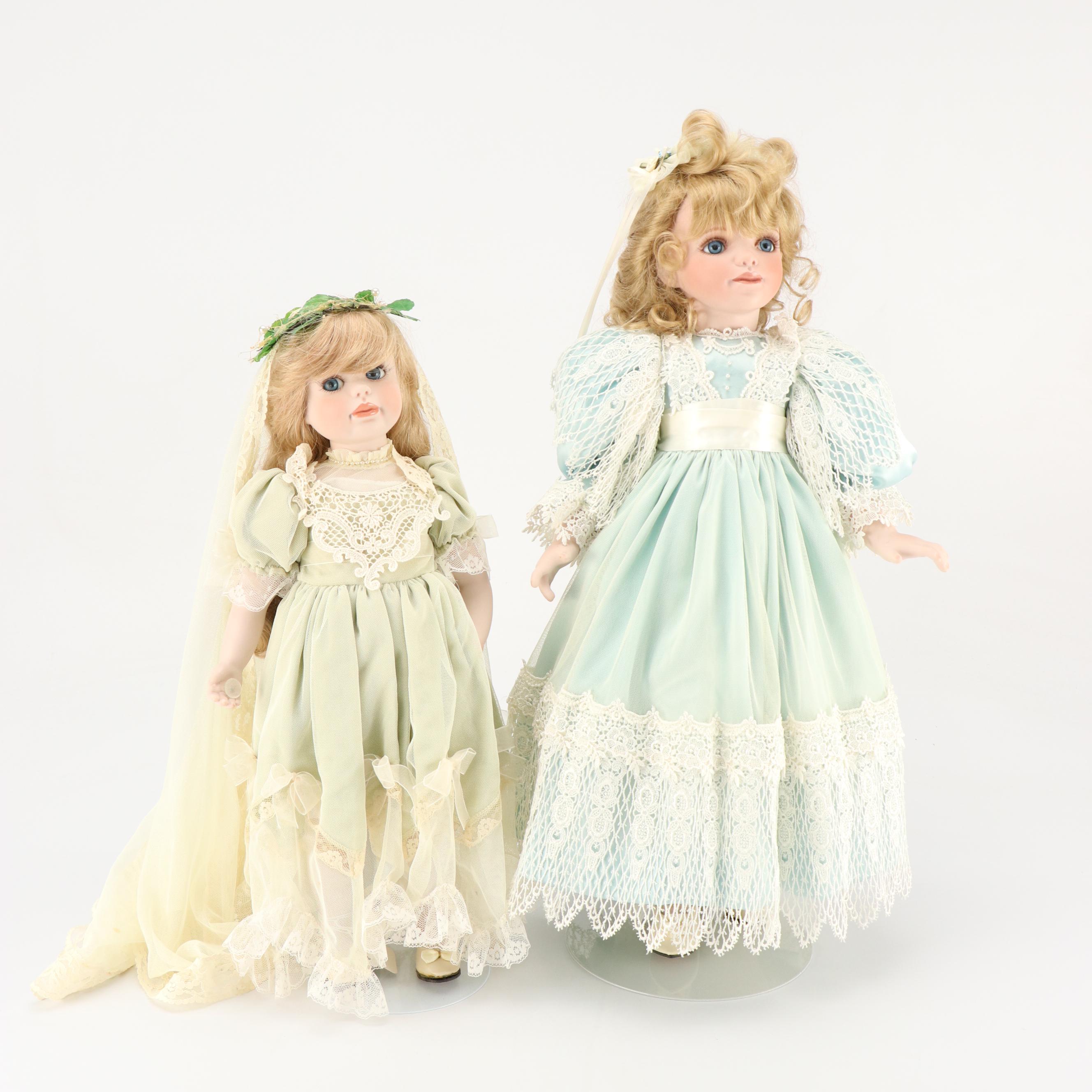 Dolls by Jerri and Kingstate Porcelain Dolls with Porcelain Baby Doll