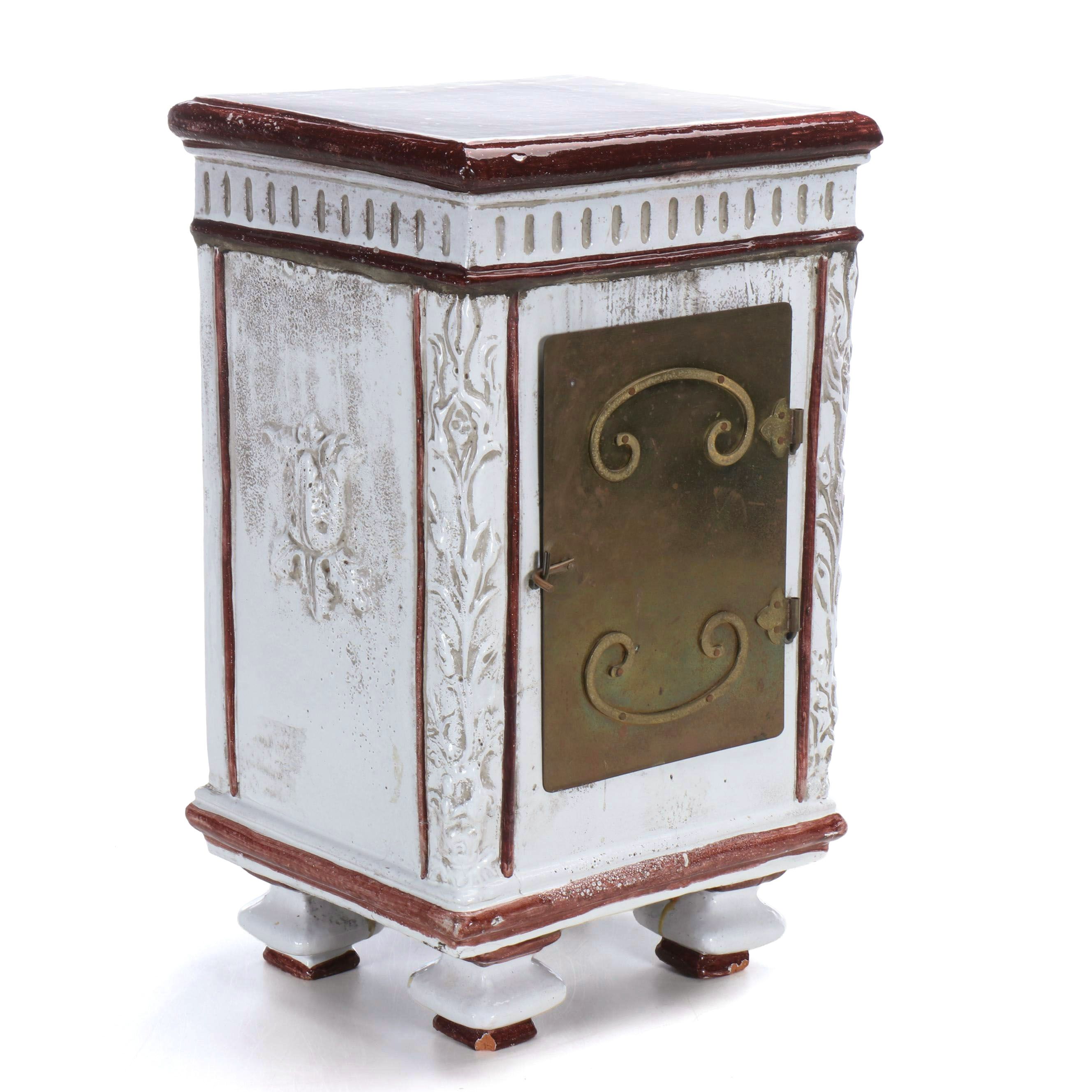 Enameled Ceramic Ice Box, Antique