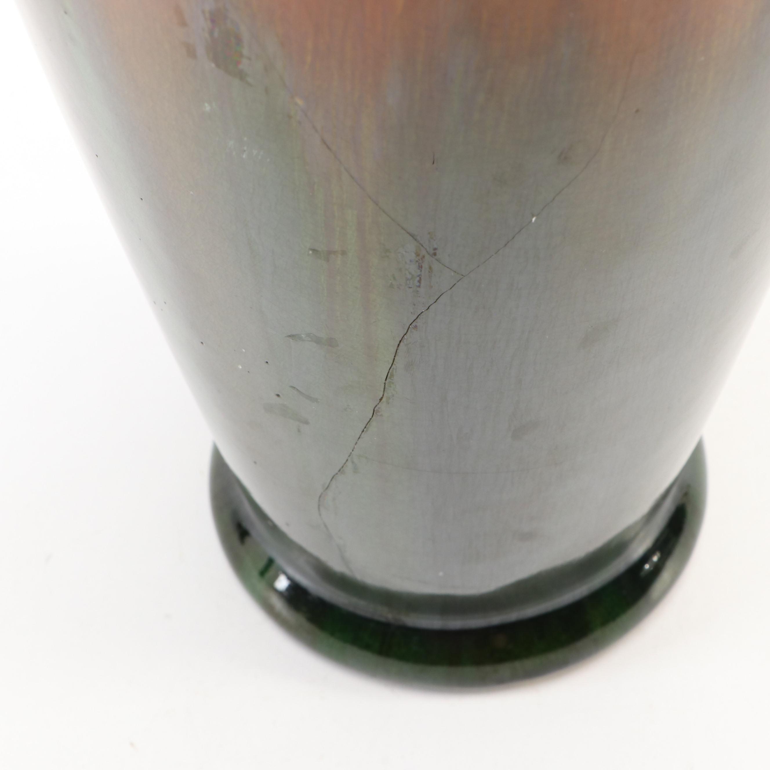 Contemporary Drip-Glazed Ceramic Vase with Metal Rabbit Shaped Lids