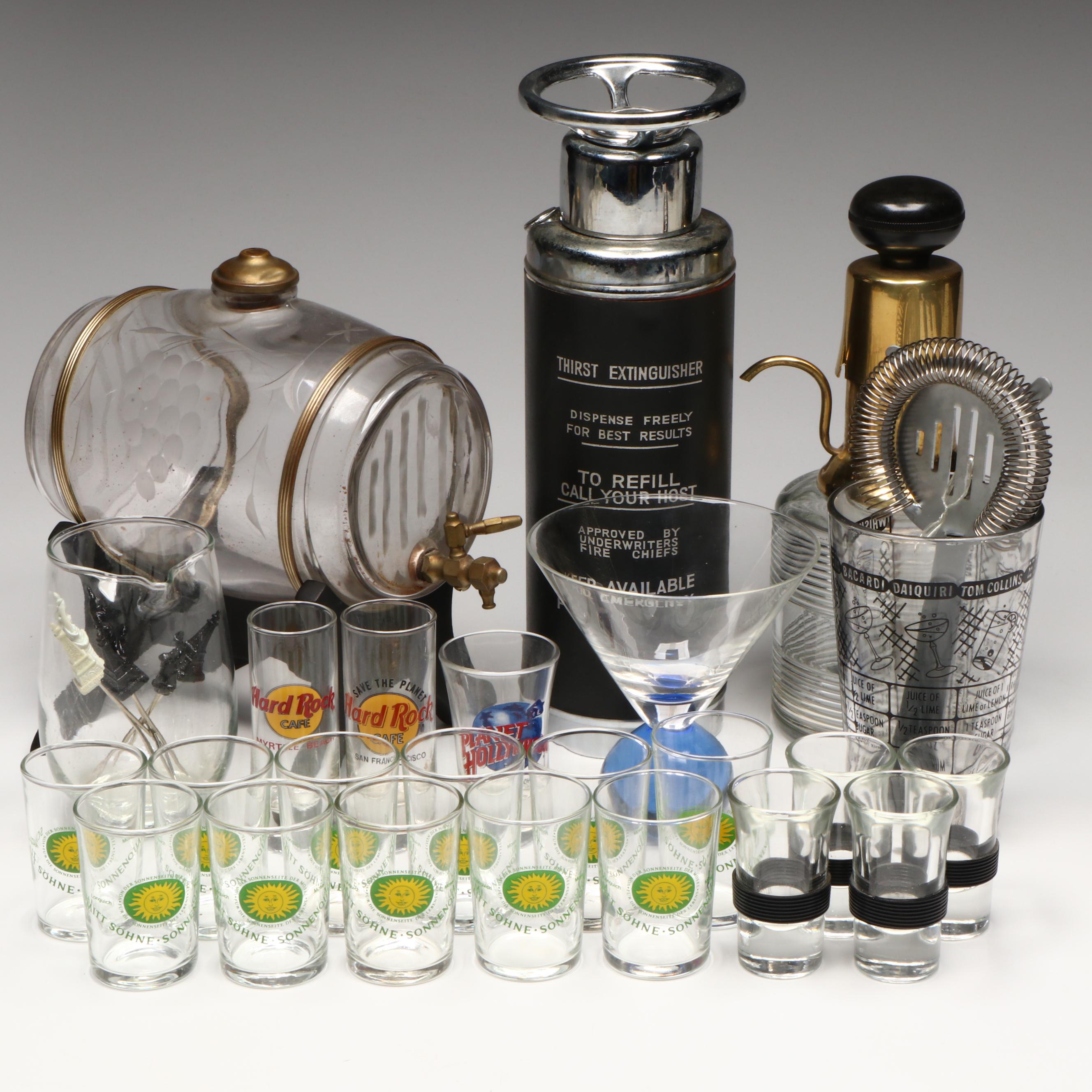 Novelty Music Box Decanter, Shot Glasses and More Bar Supplies