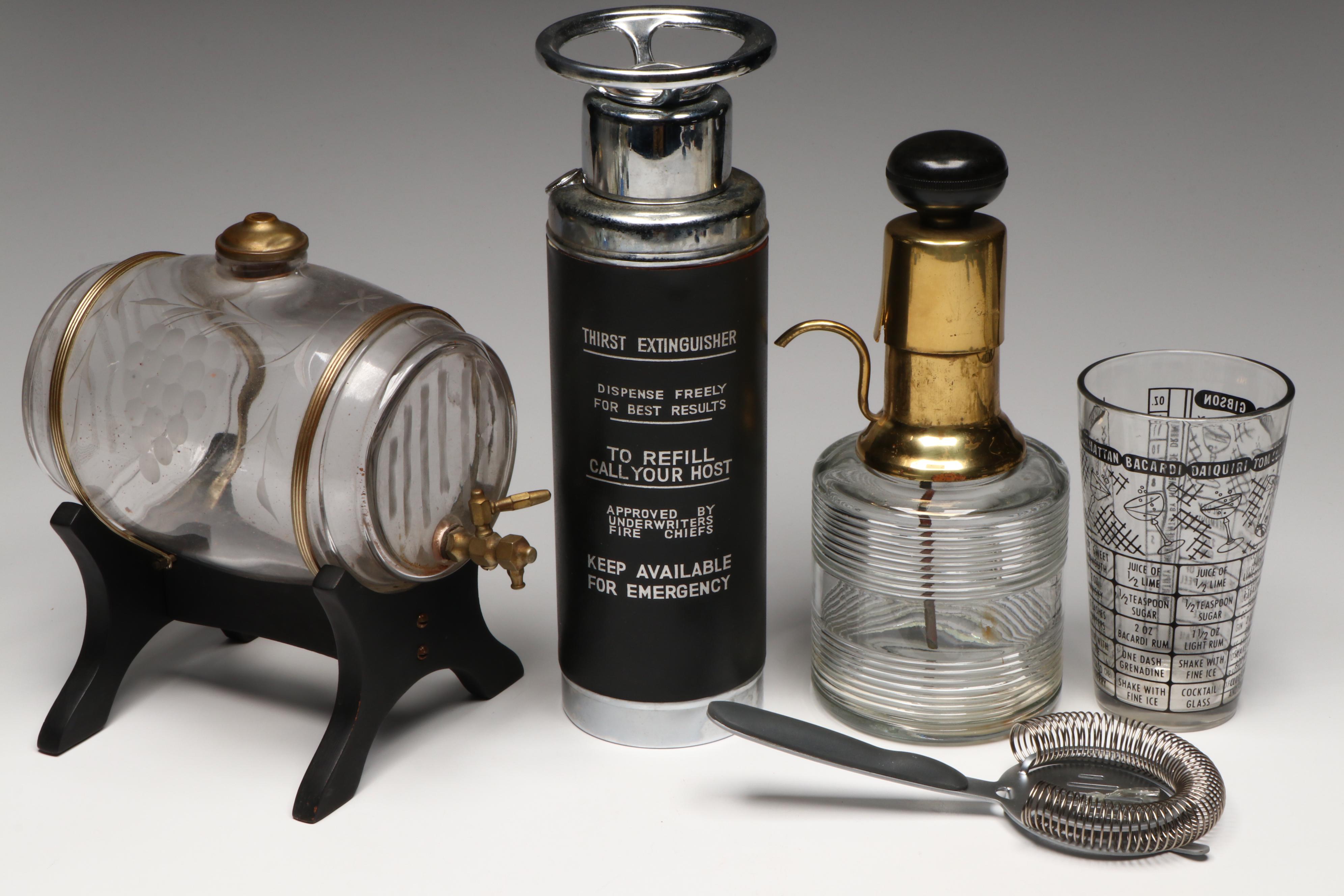 Novelty Music Box Decanter, Shot Glasses and More Bar Supplies