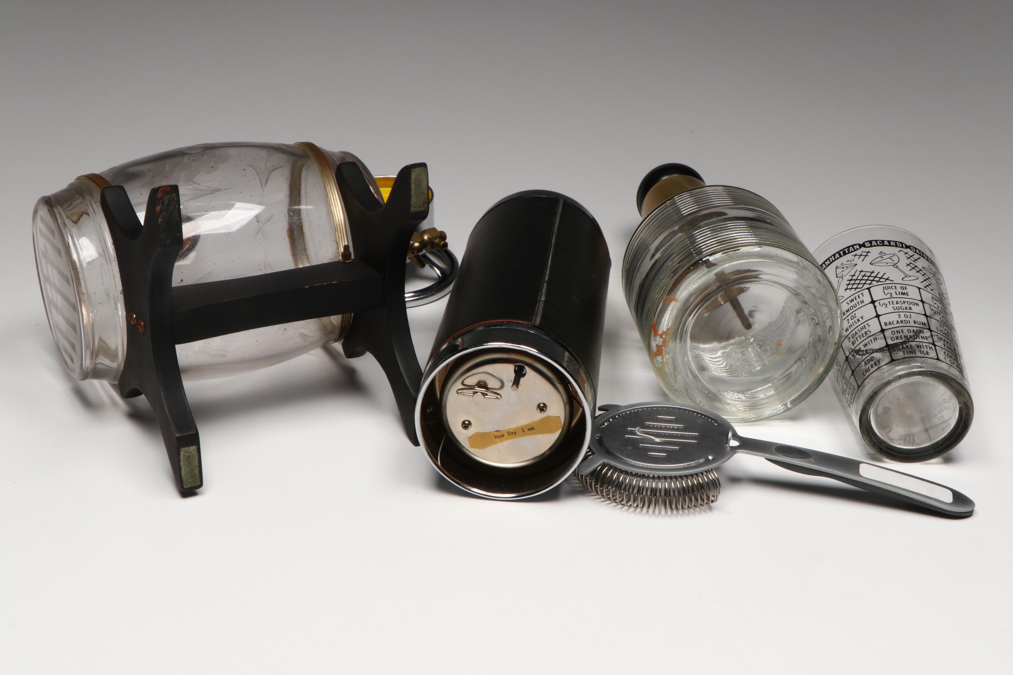 Novelty Music Box Decanter, Shot Glasses and More Bar Supplies