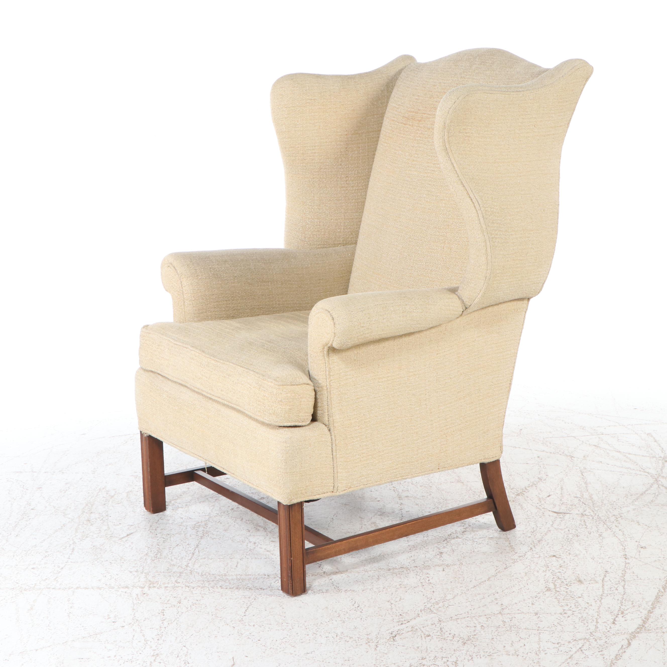 Pair of Chippendale Style Wingback Chairs, Late 20th Century