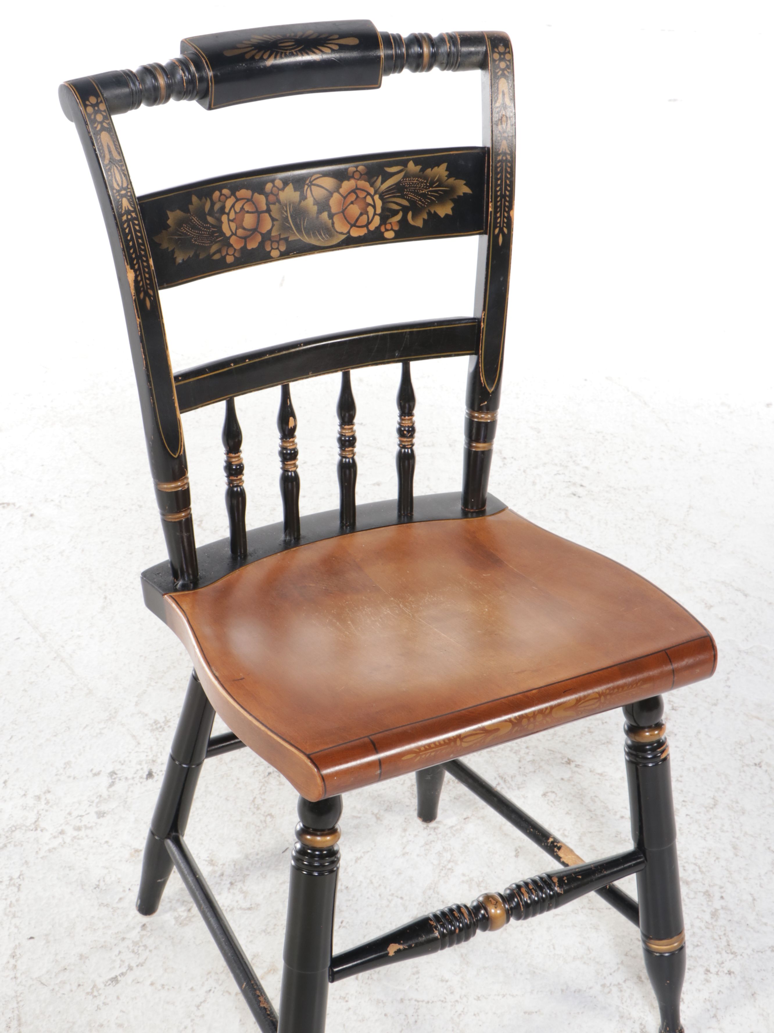 Set of Four L. Hitchcock "Fancy" Stencil-Decorated Side Chairs