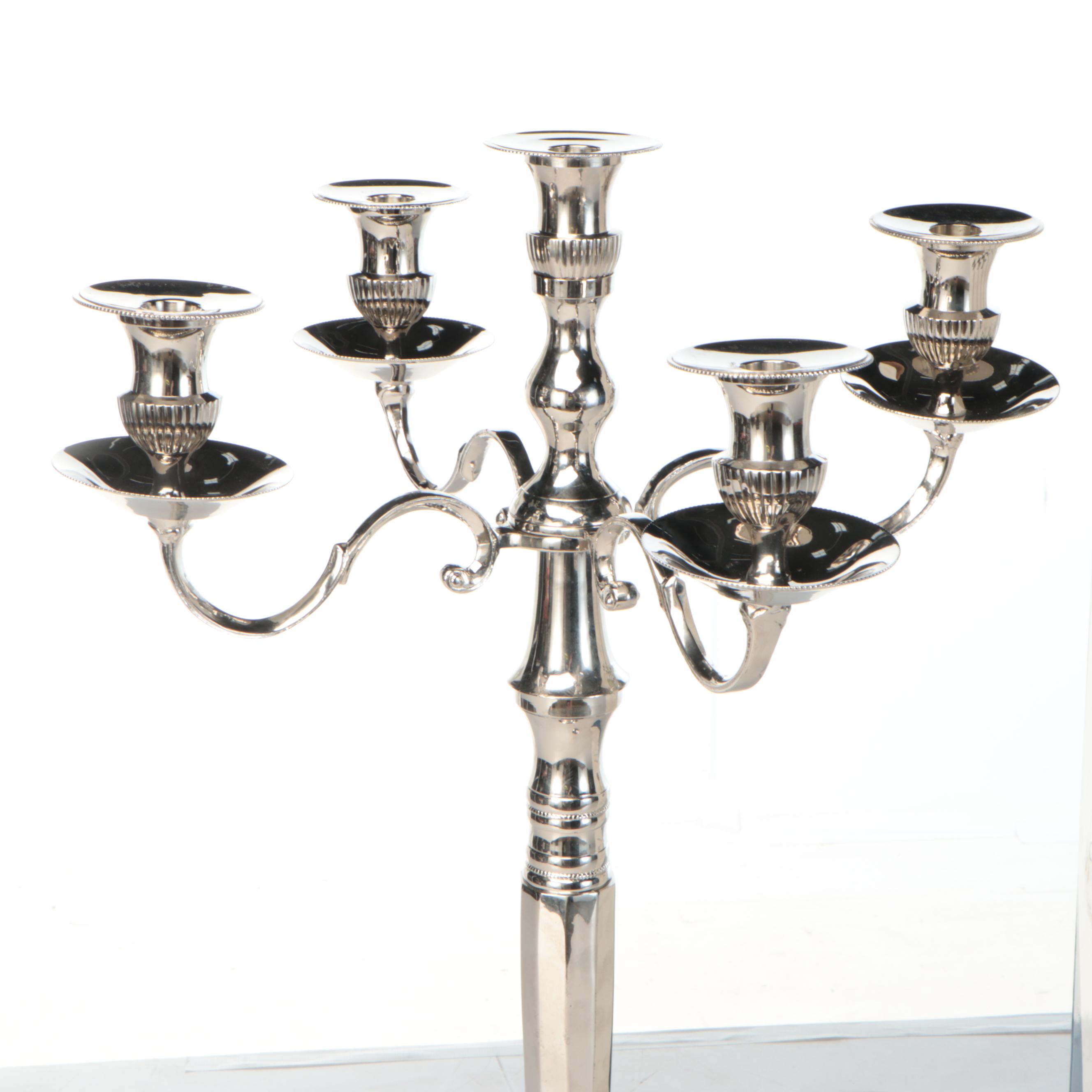 Pair of Classical Nick Plated Candelabras